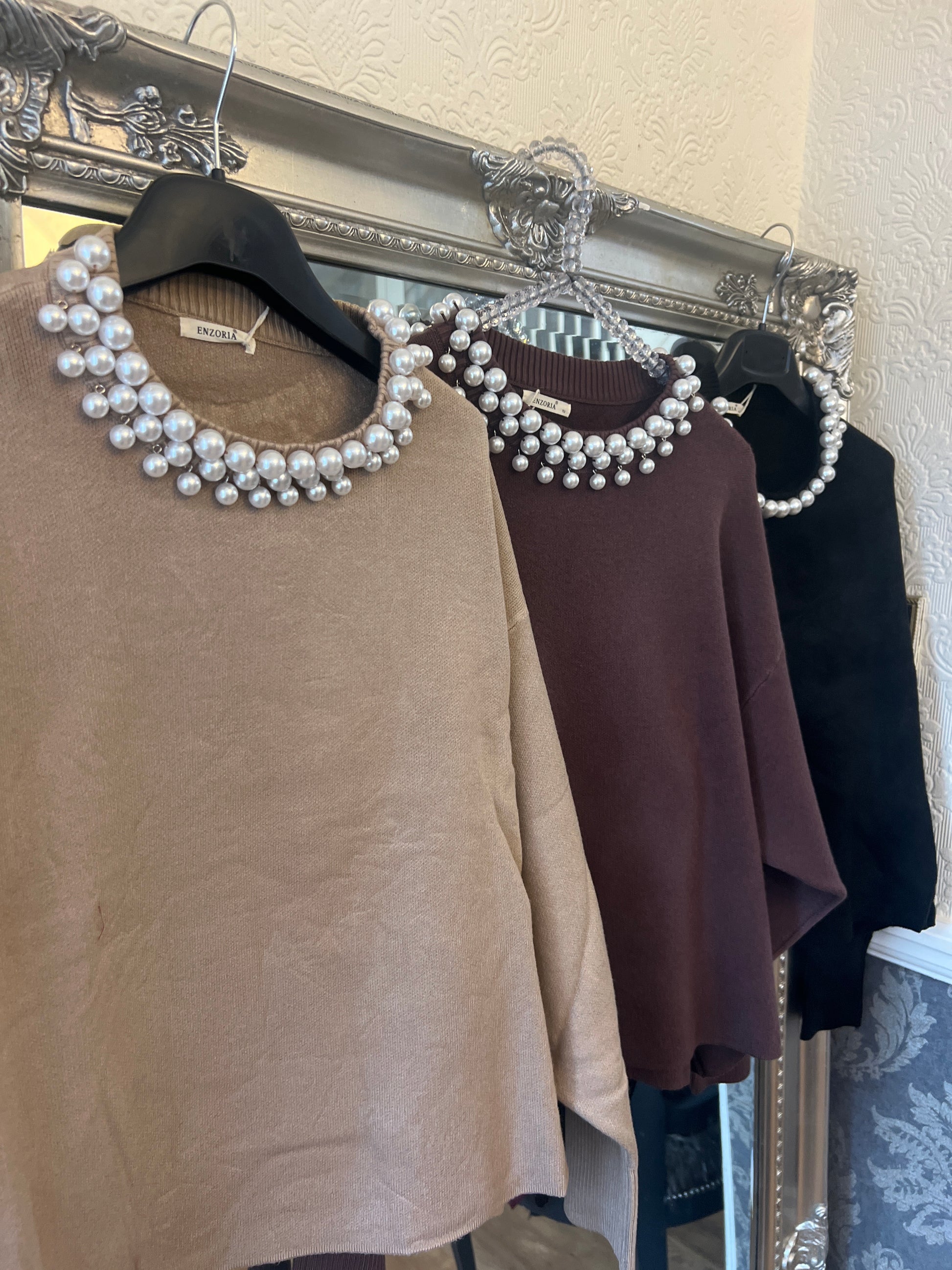 Pearl neck jumper (viscous - Size 10-20)