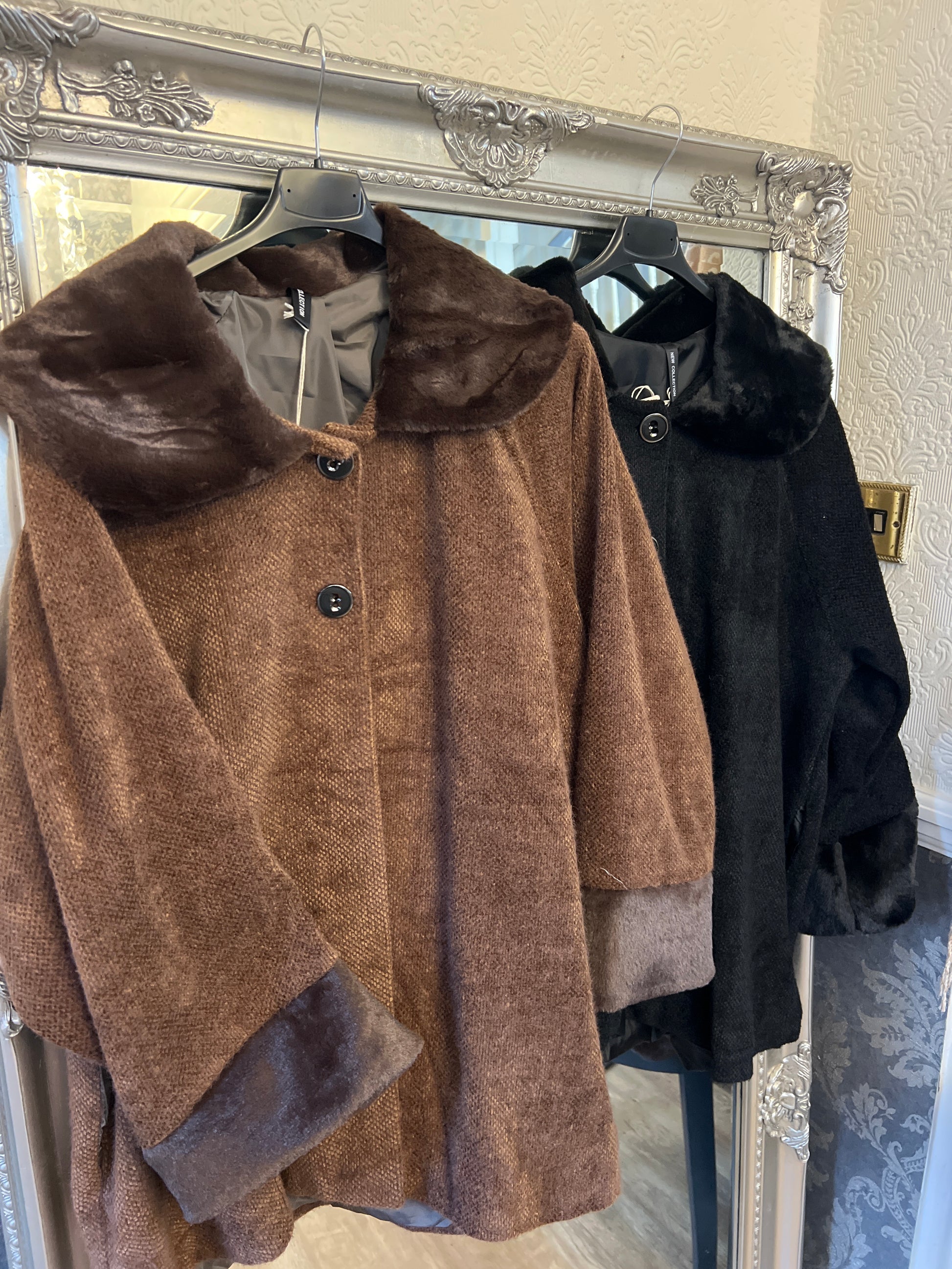 Samantha Short button up fur cuff coat