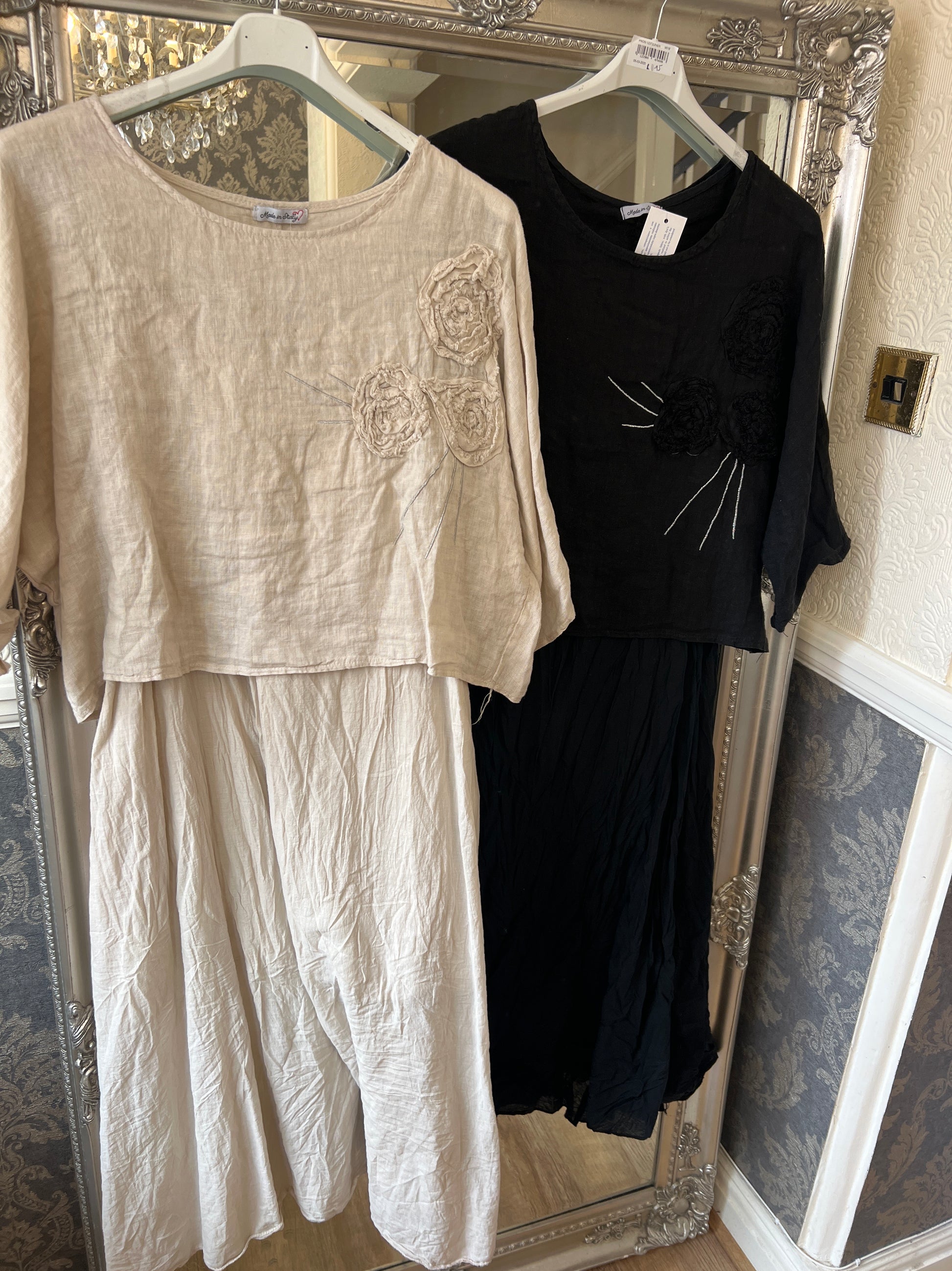 Rose linen/cotton dress