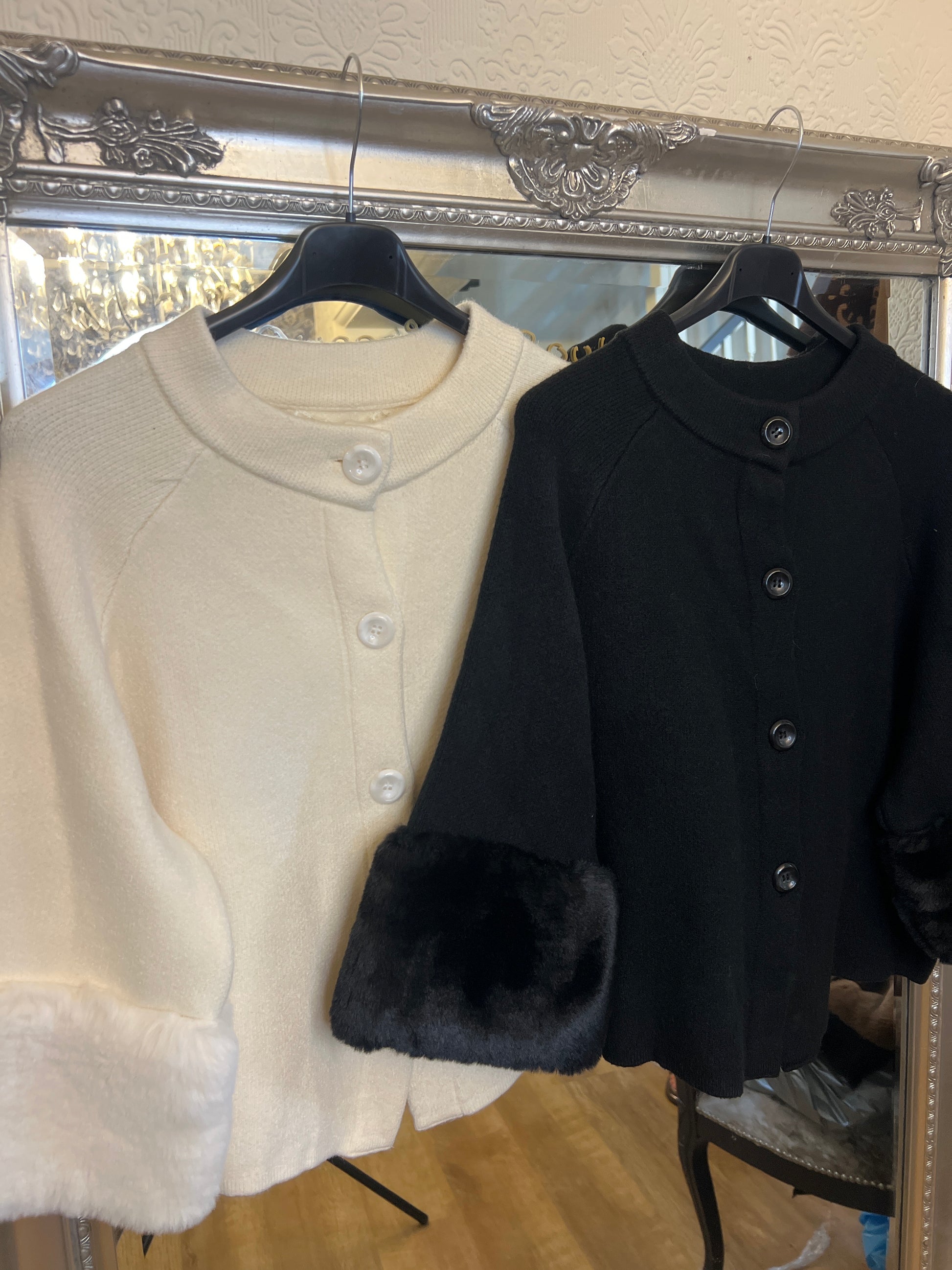 Rosie fur cuff cardigan (Size 10-18)