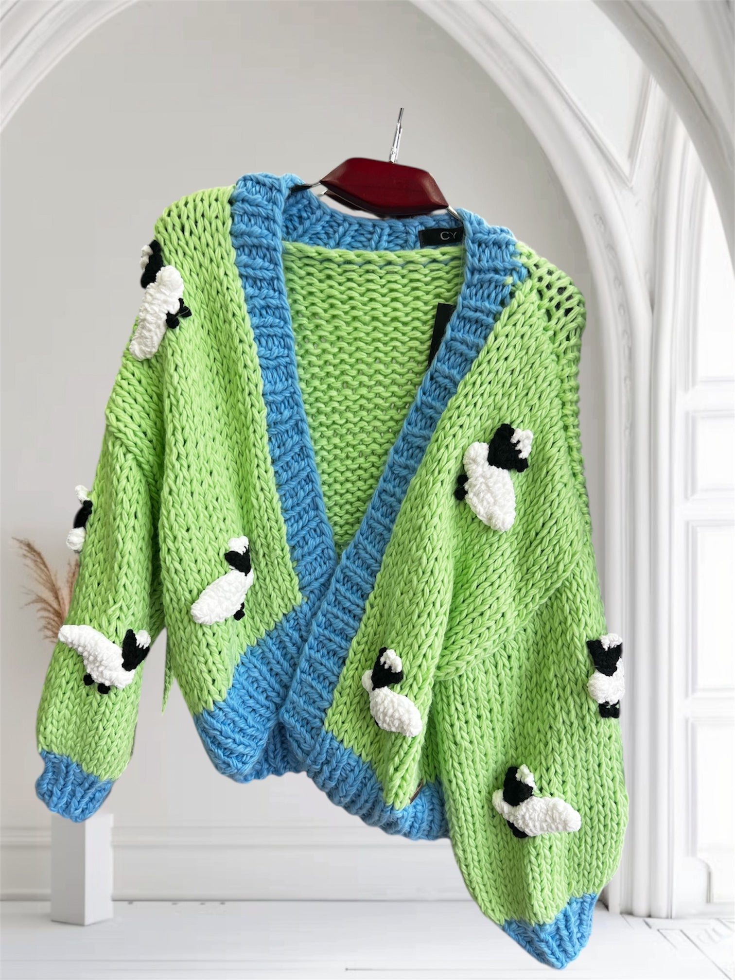 Bah bah sheep hand knitted cardigan (size 10-20)