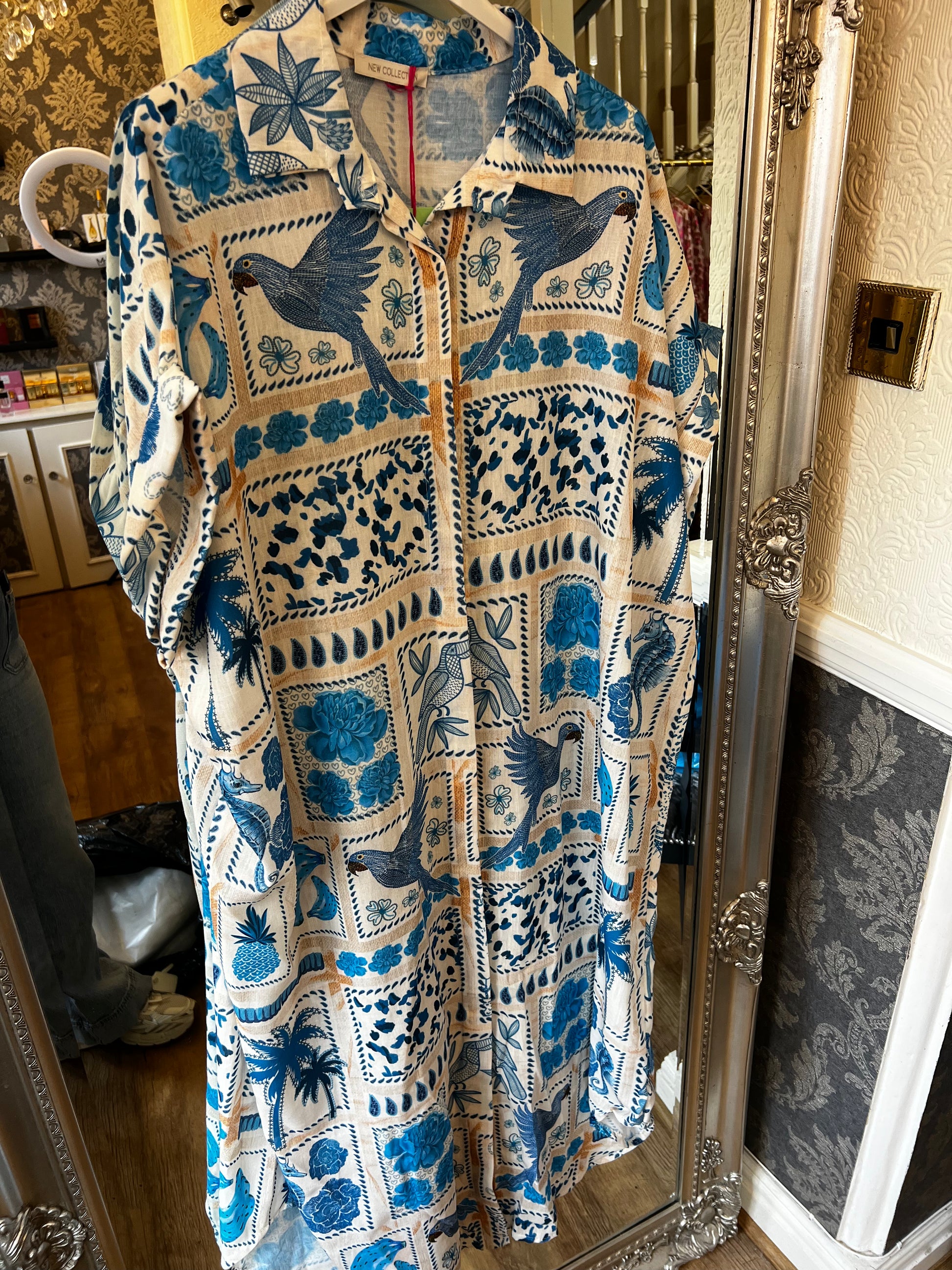 Blue bird shirt dress (Size 12-20)