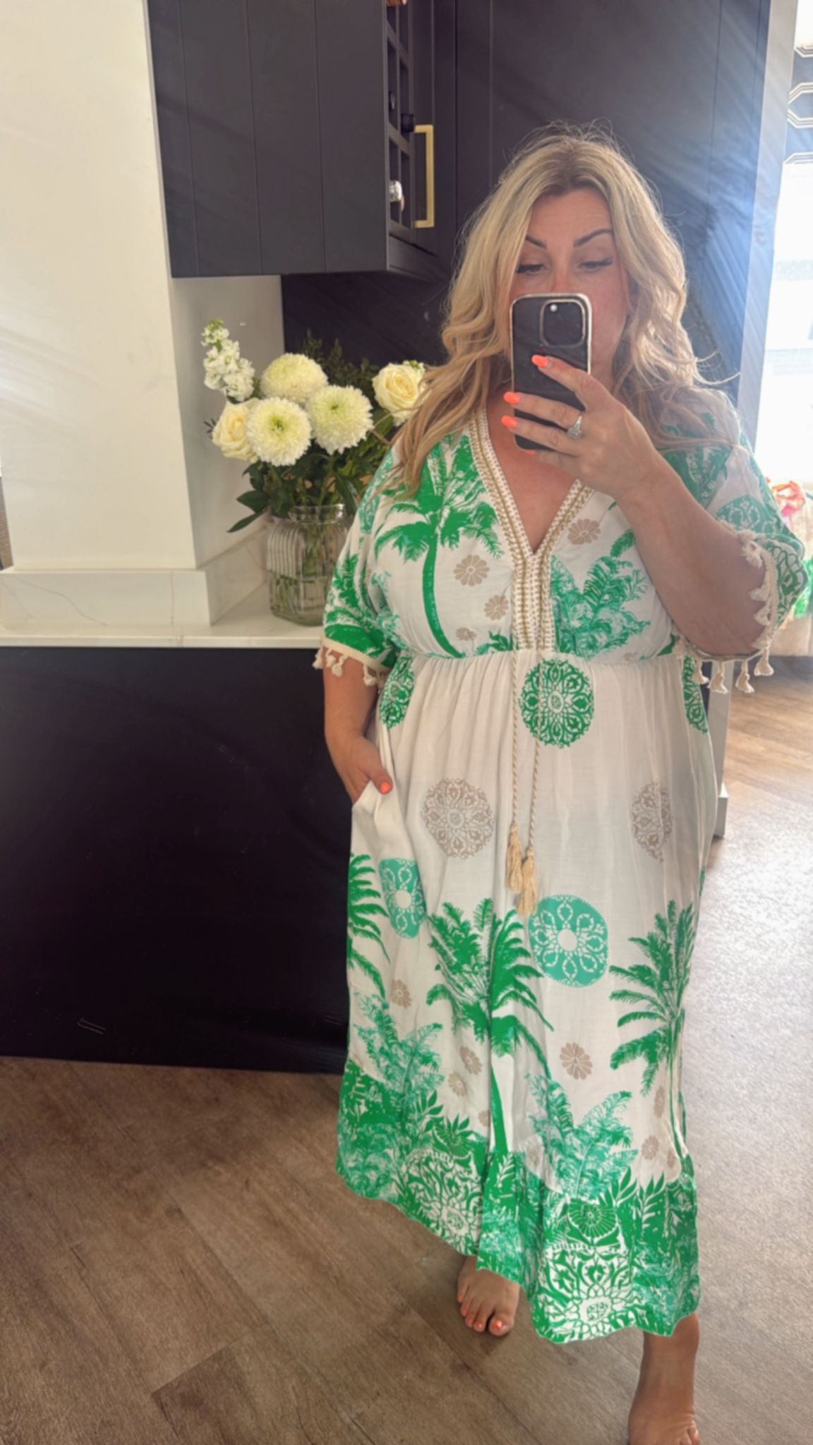 Green palm dress (size 14-22/24)