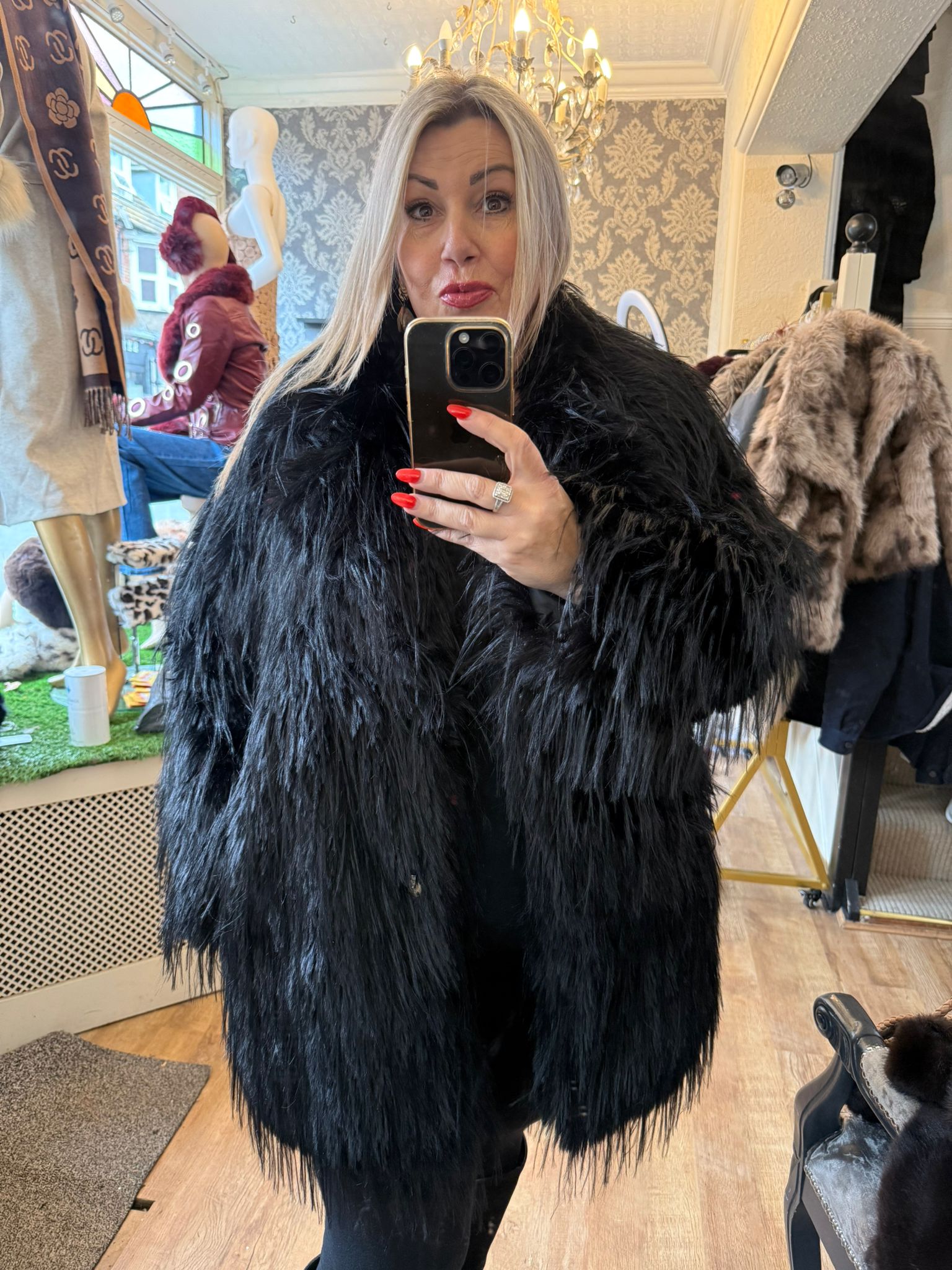 Eliza faux fur coat with quilted lining