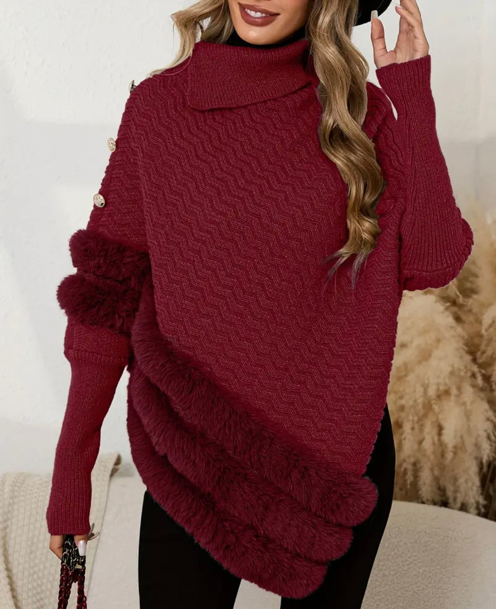 Milan faux fur asymmetrical jumper ￼( size 10-20 )