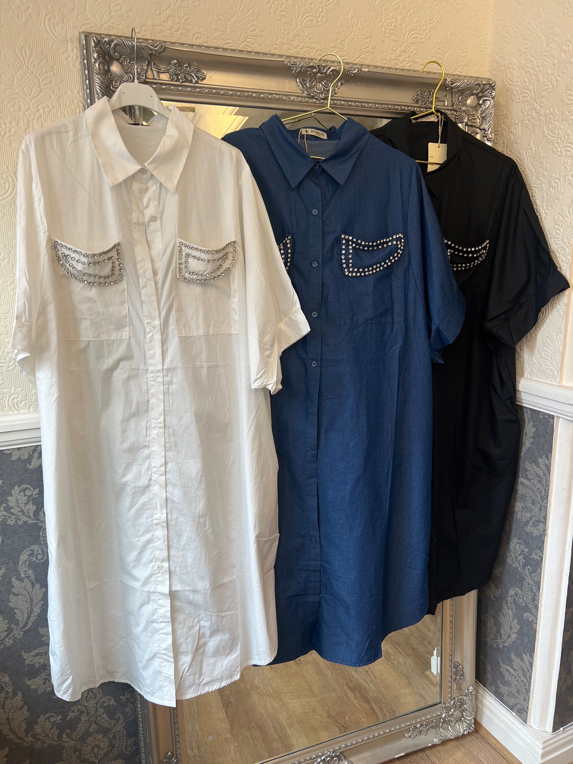 Diamond pocket shirt dress