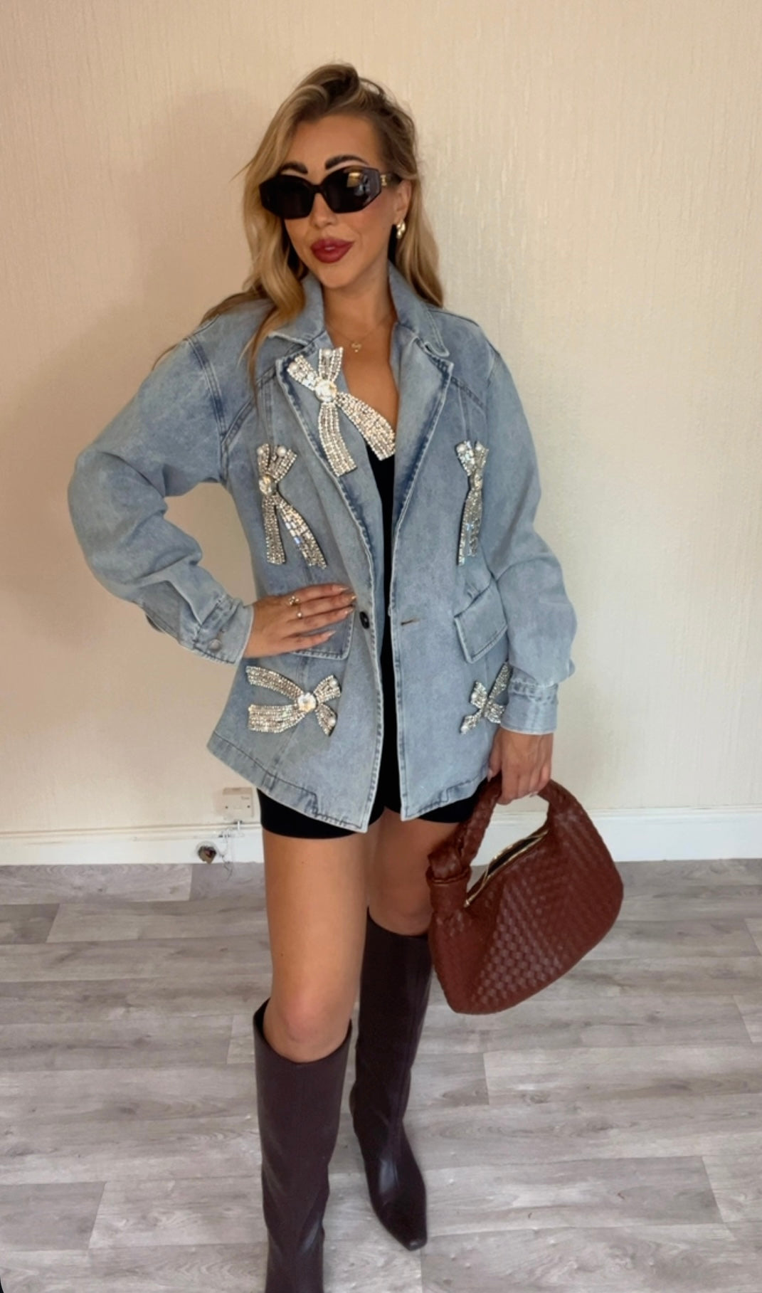 Denim bow blazer (Size 10-16)