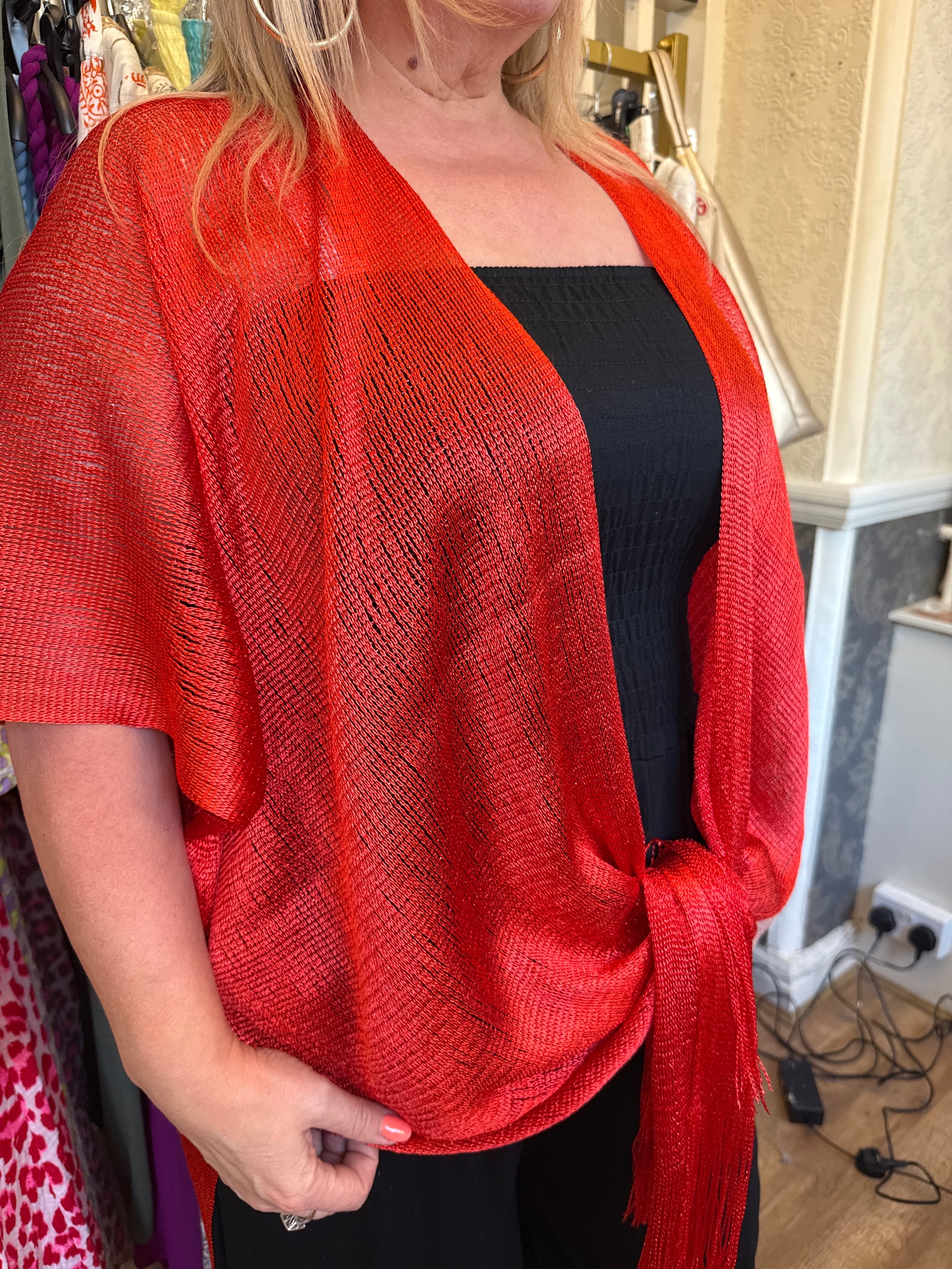 Coral shimmer cover up (size 8-24)