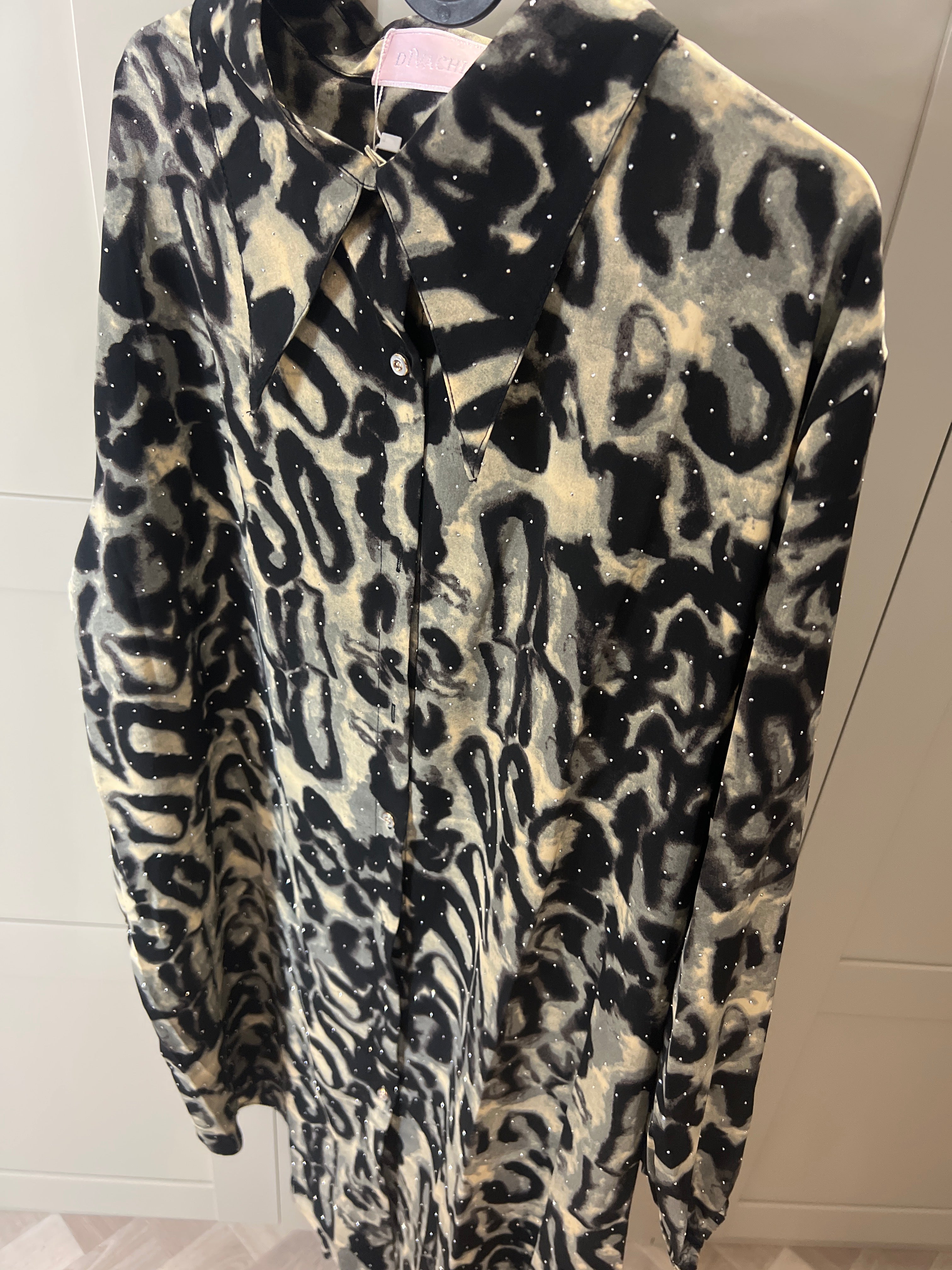 Leopard sparkle button up dress (Size 12-22)