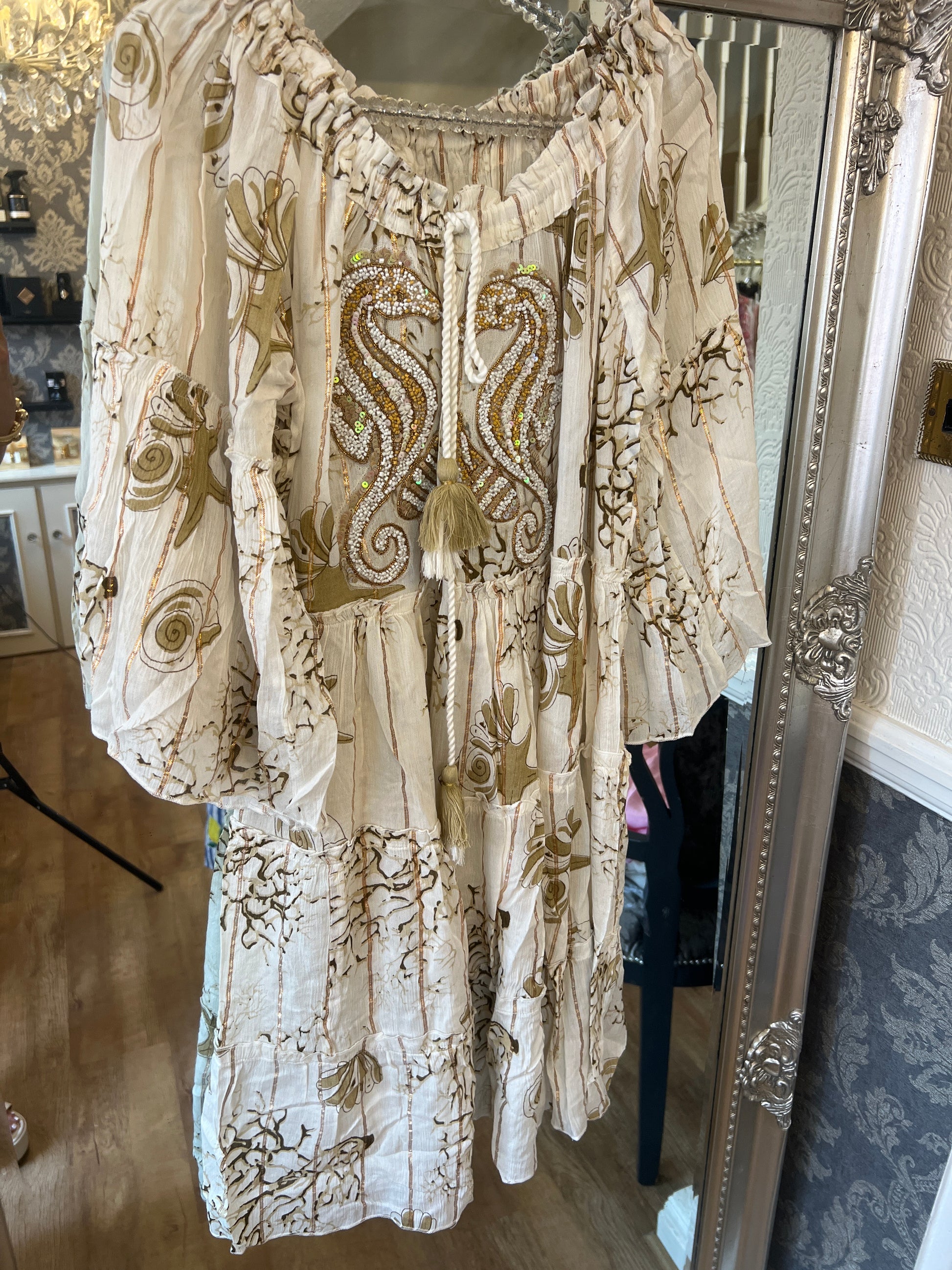 Gold Boho seahorse dress (Size 10-16)