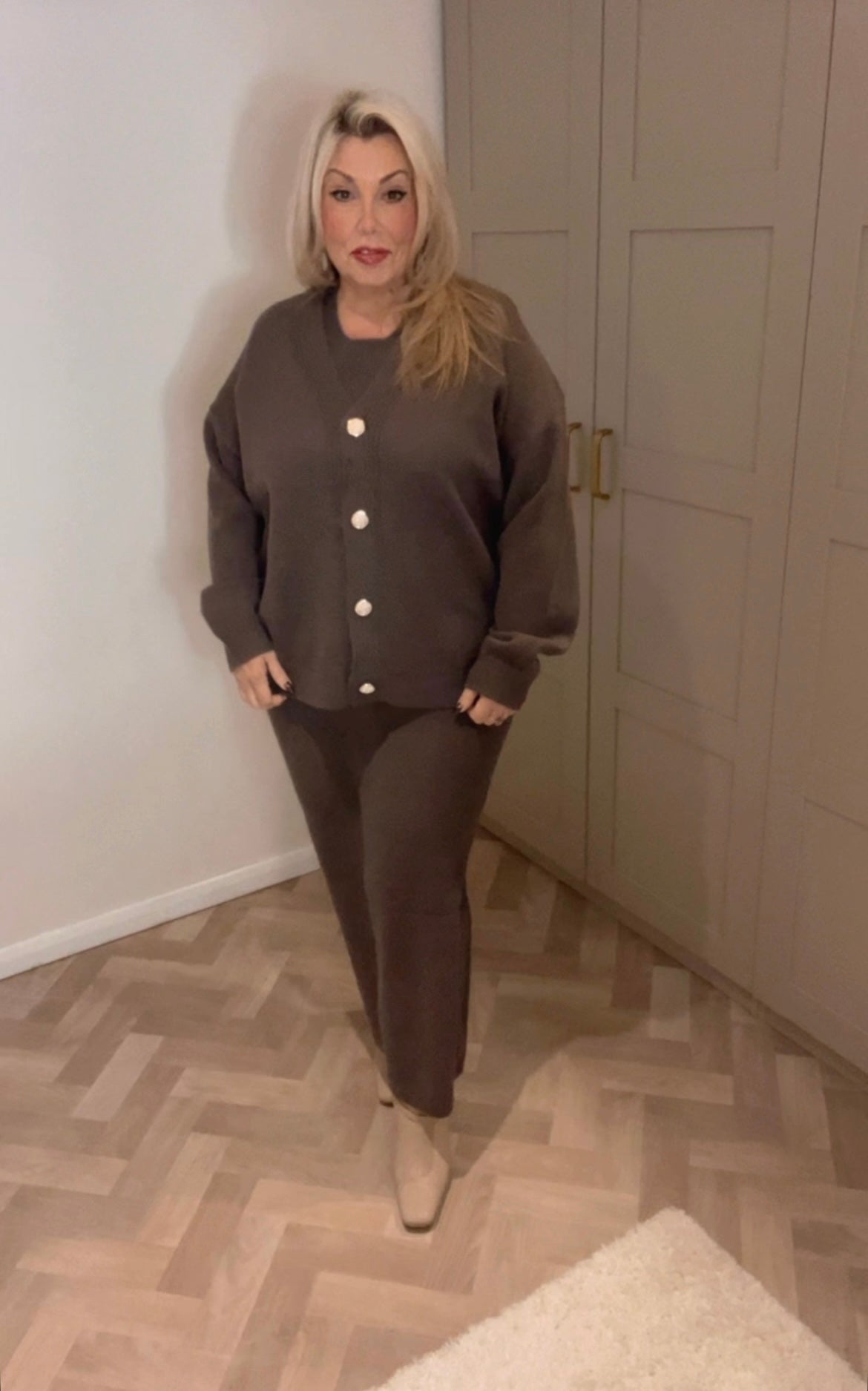 Knitted dress with over cardigan set