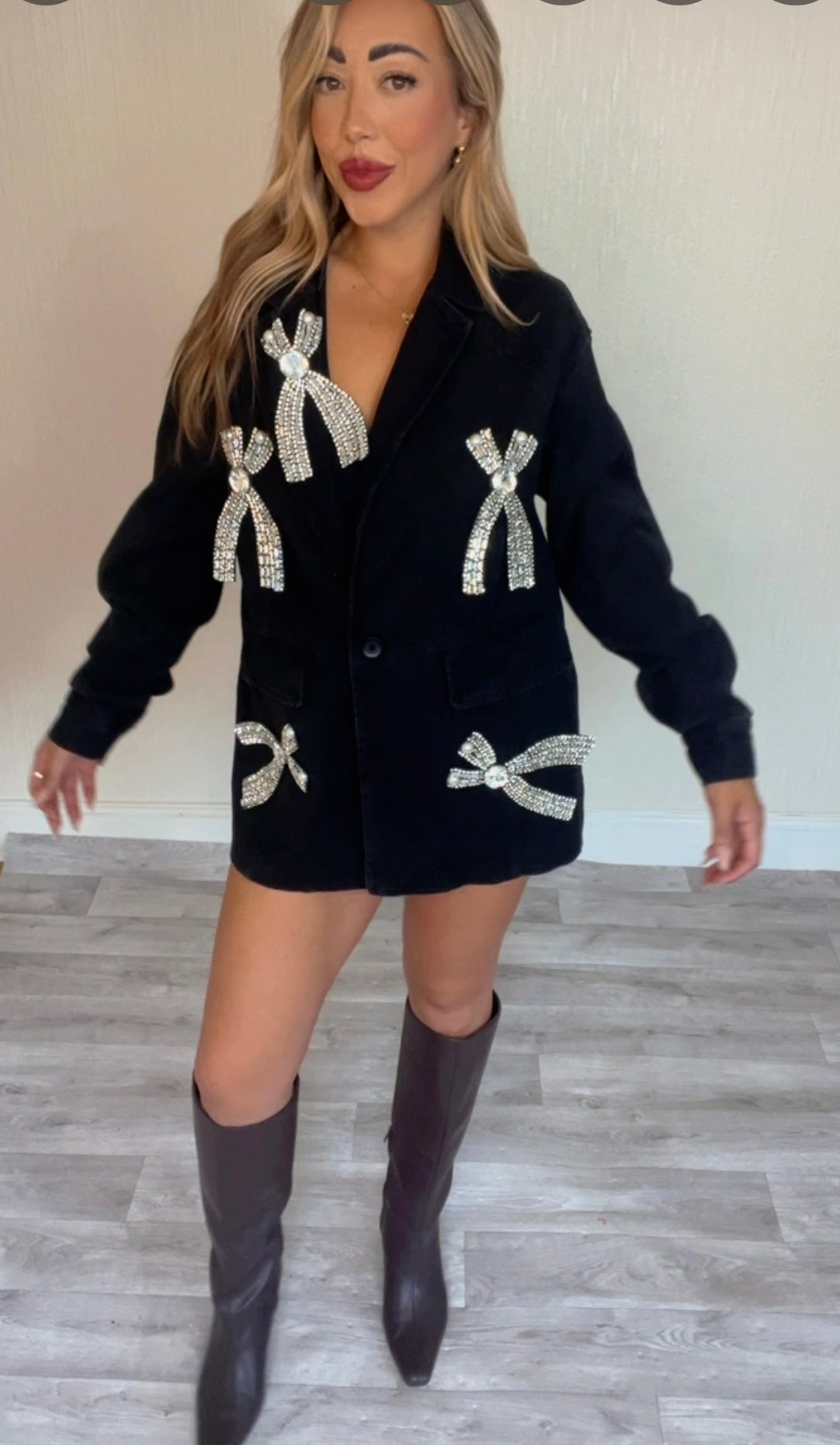 Denim bow blazer (Size 10-16)
