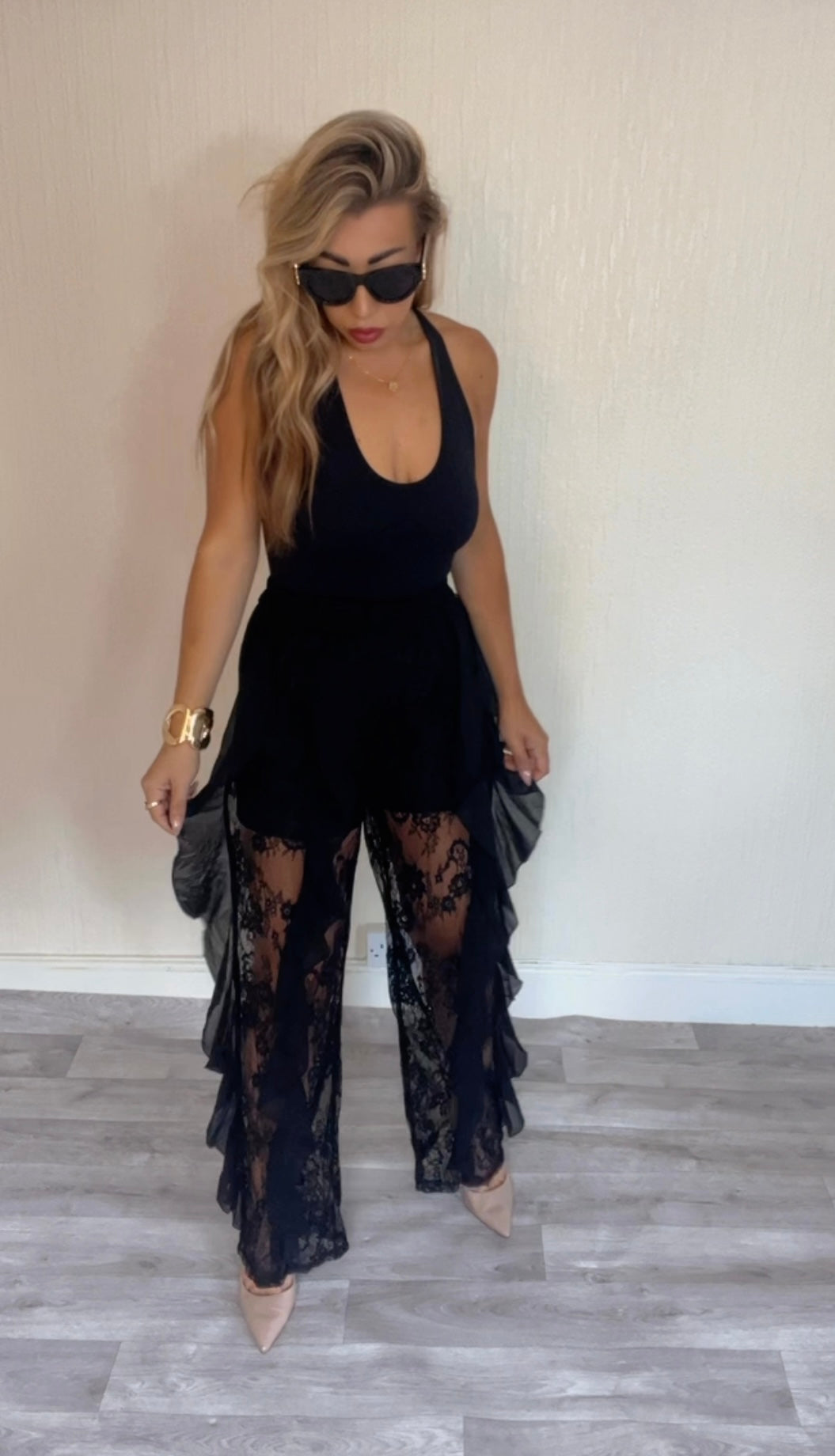 Sheer ruffle Trousers (Size 8-14)
