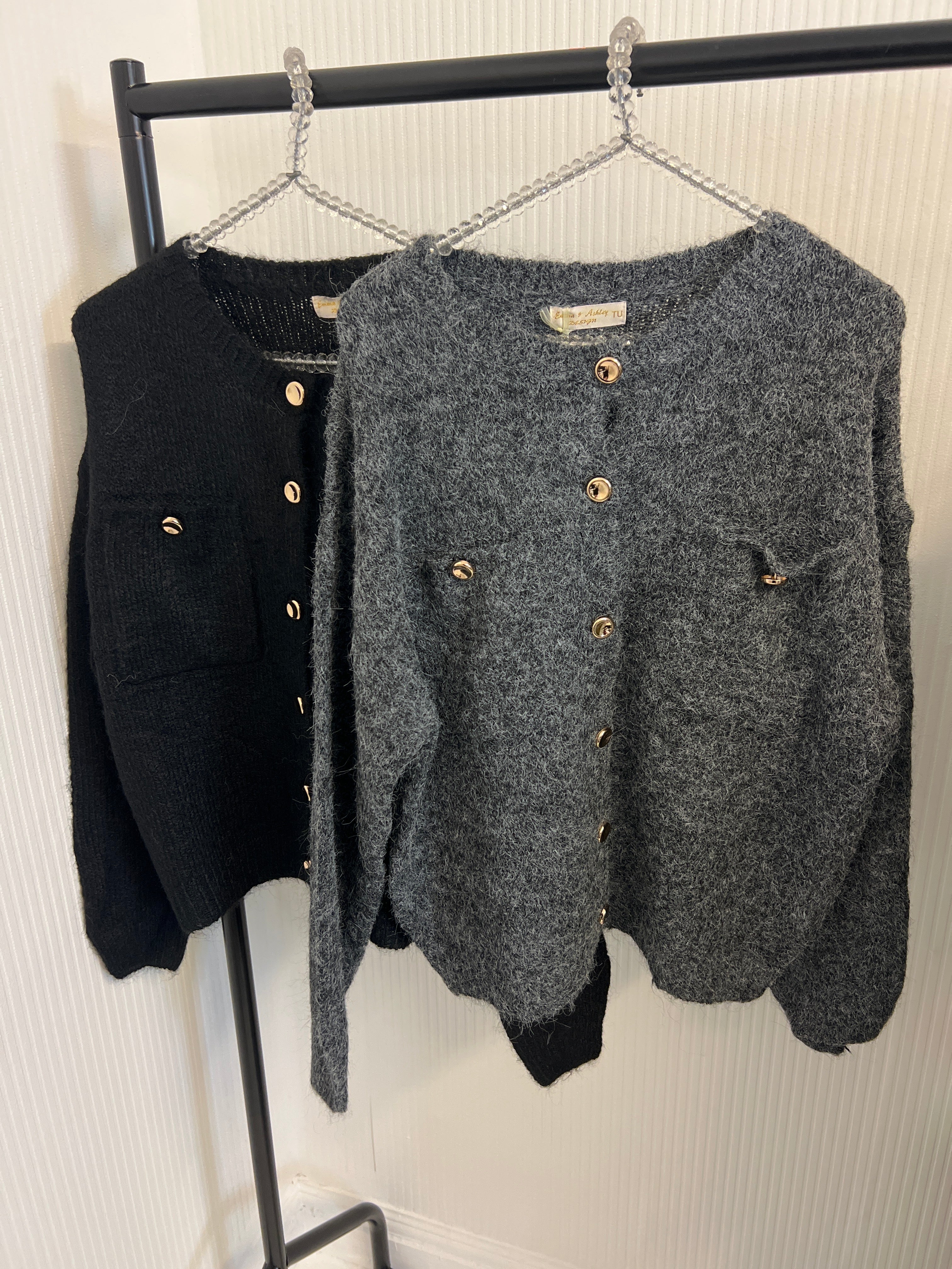 Mohair gold button detail jumper (10-20)