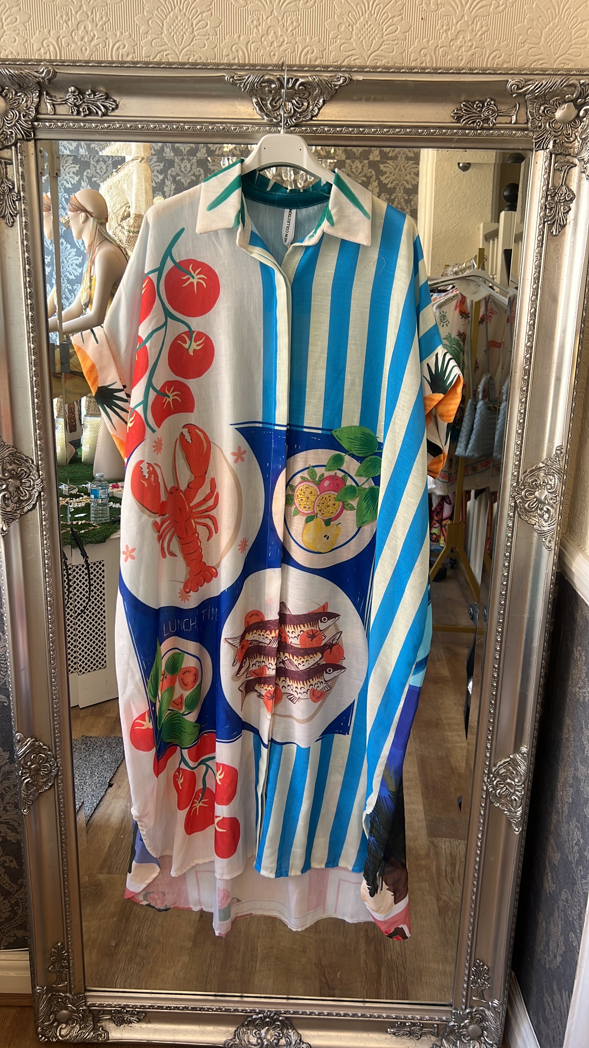 Lobster blue stripe dress (Size 10-24)