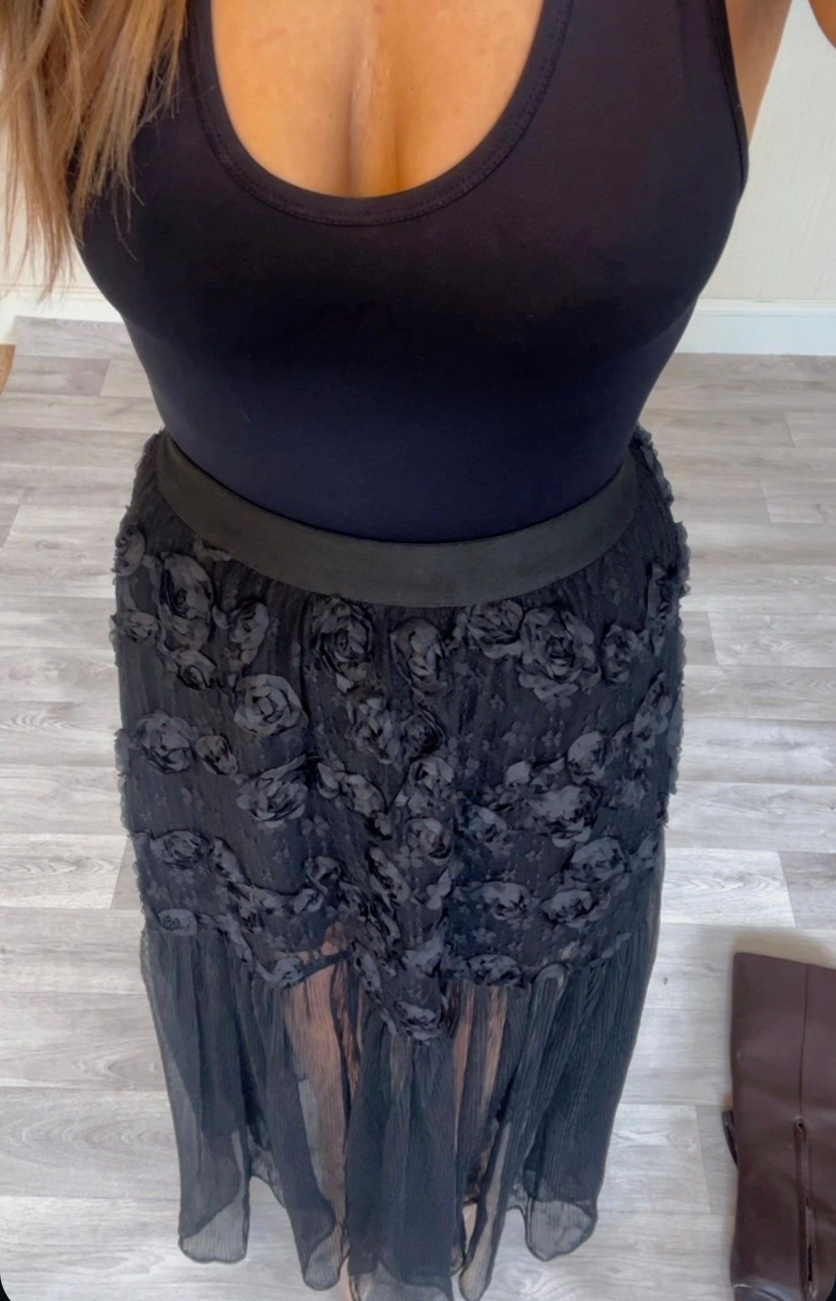 Rose sheer mesh skirt (size 8-16)