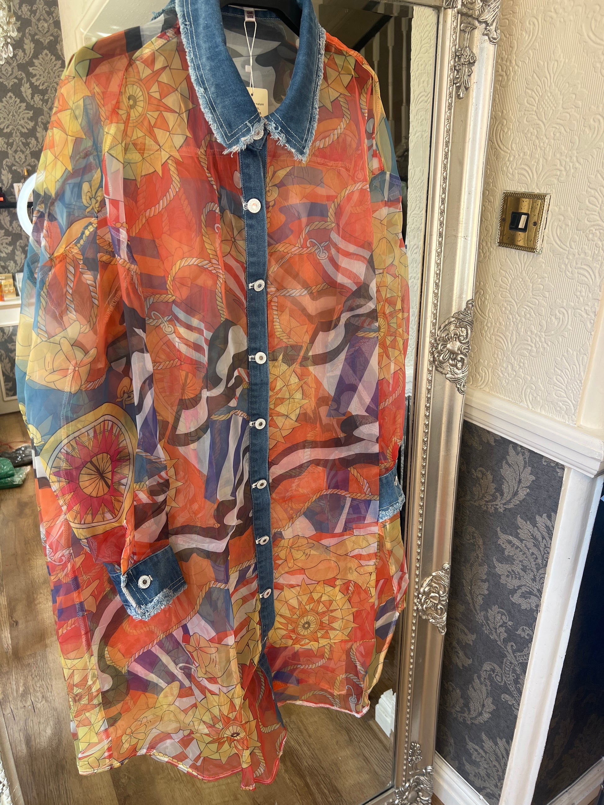 Mesh denim shirt (Size 10-22)