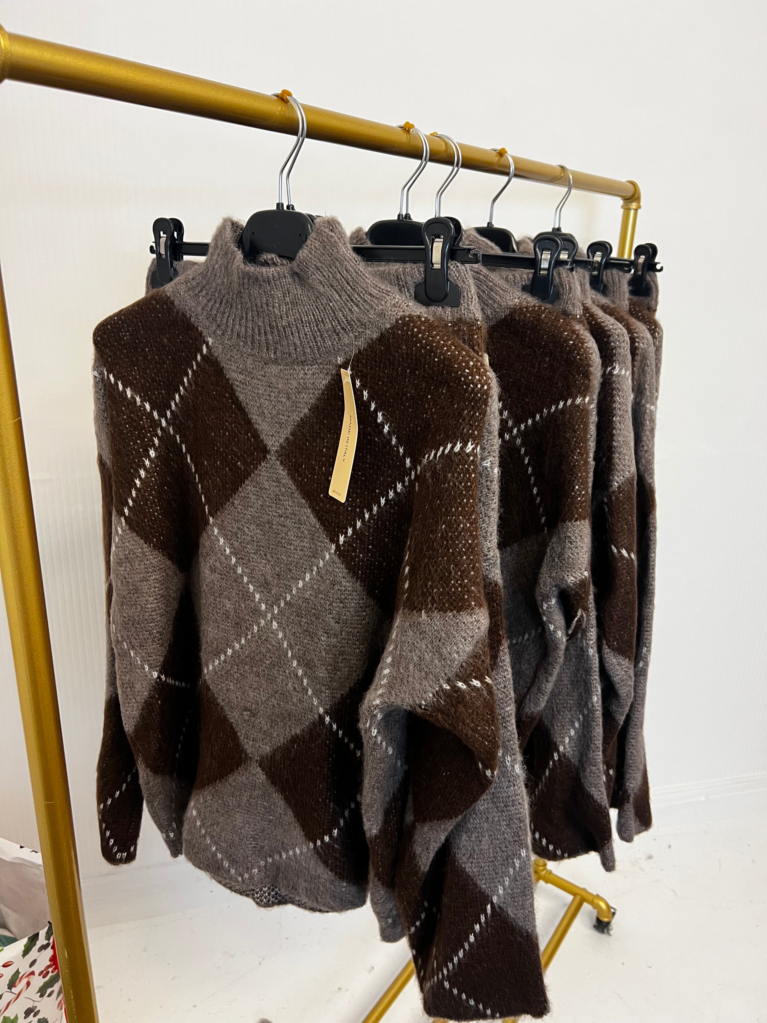 Alpine jumper co ord skirt & jumper (size 8-14/16) Mocha&Brown