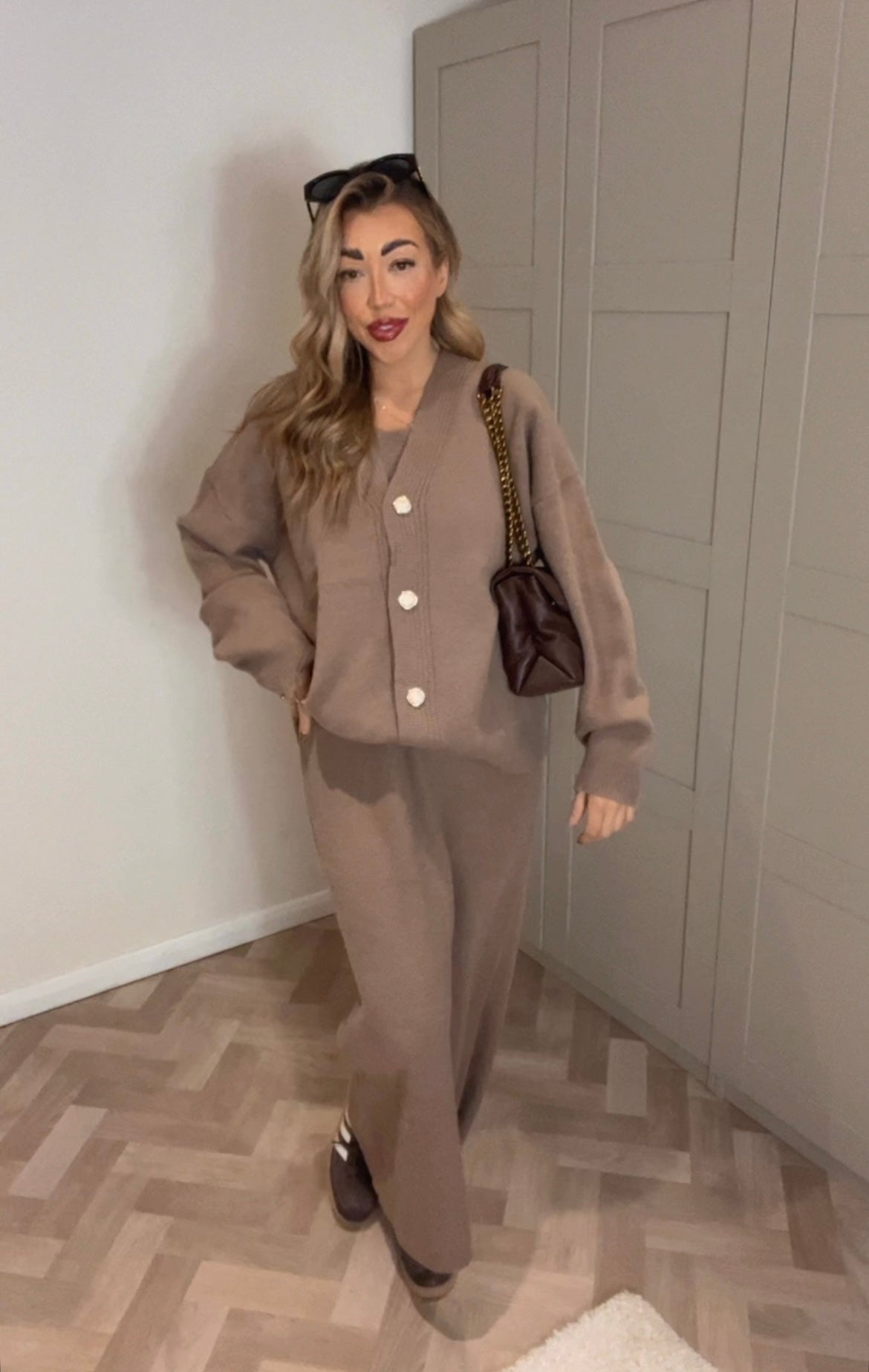 Knitted dress with over cardigan set