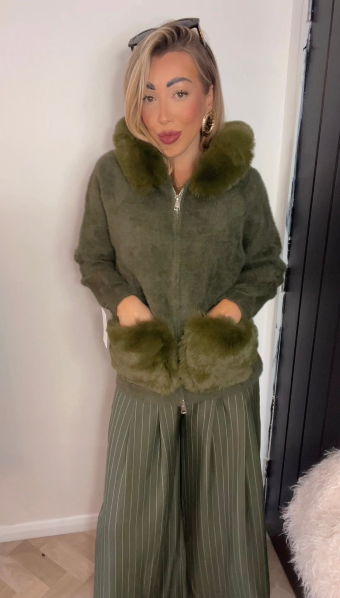 Fur zip up cardigan (size 10-16/18)
