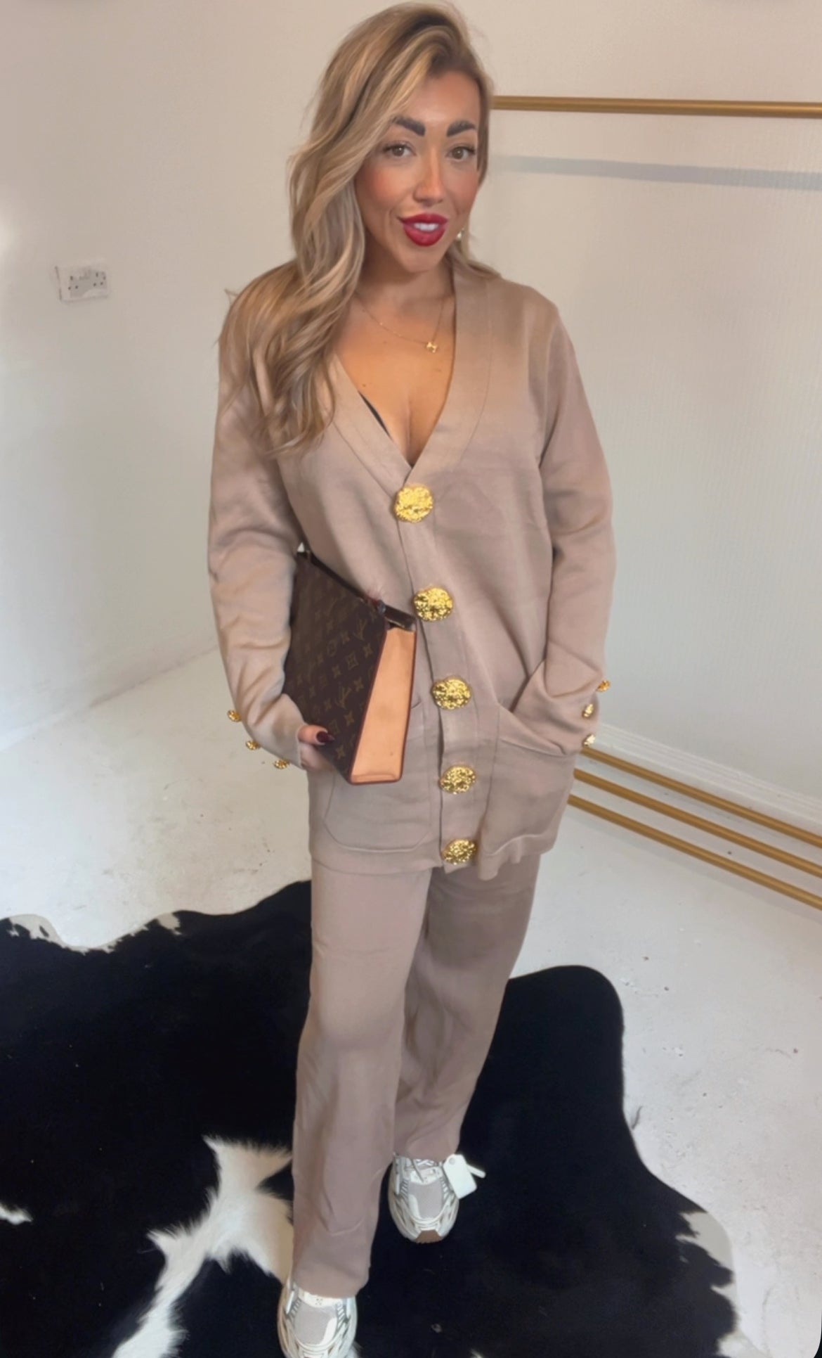 Gold button statement trouser set (size 10-20)