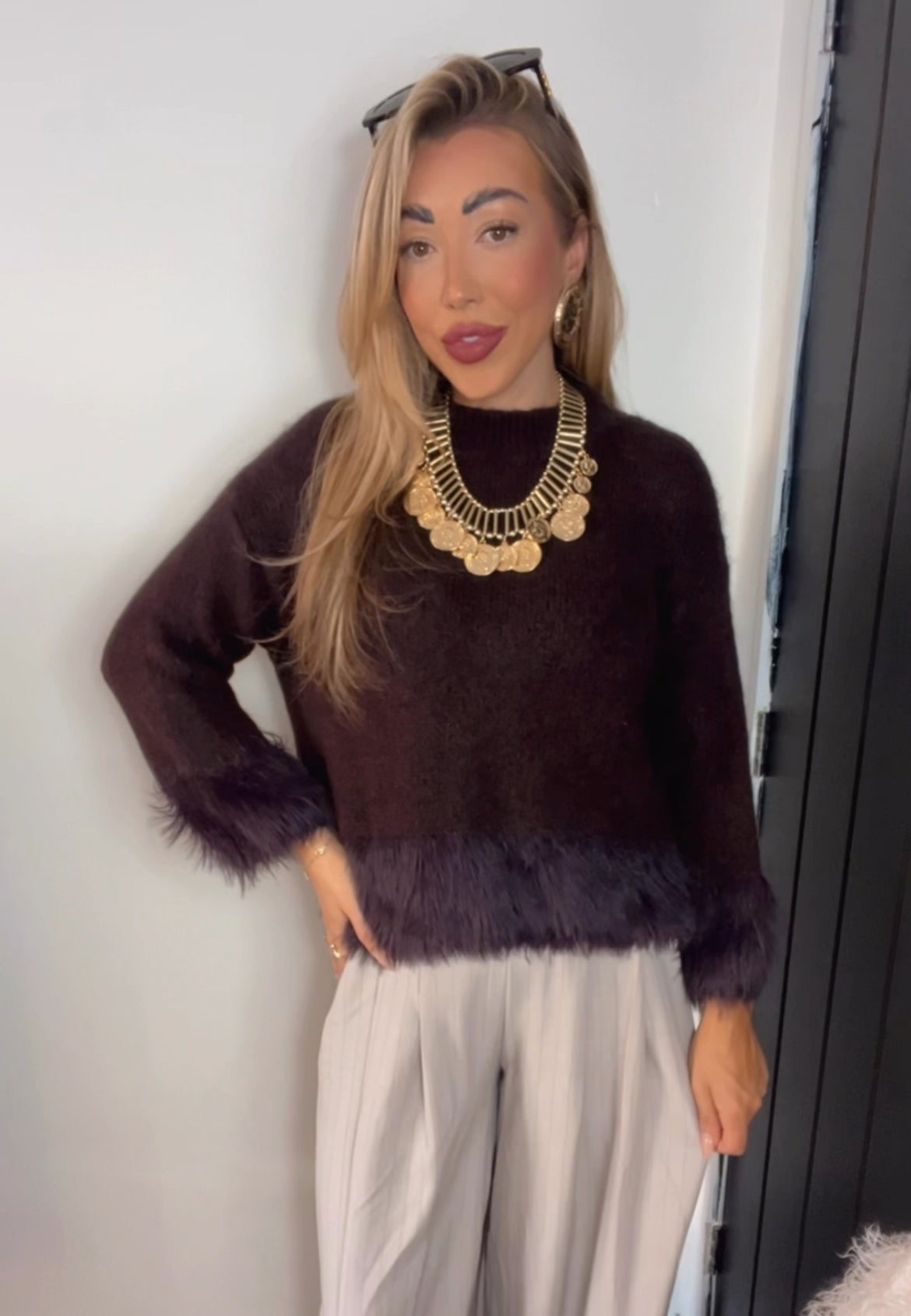 Luxury Fluffy trim jumper (Size 10-22)