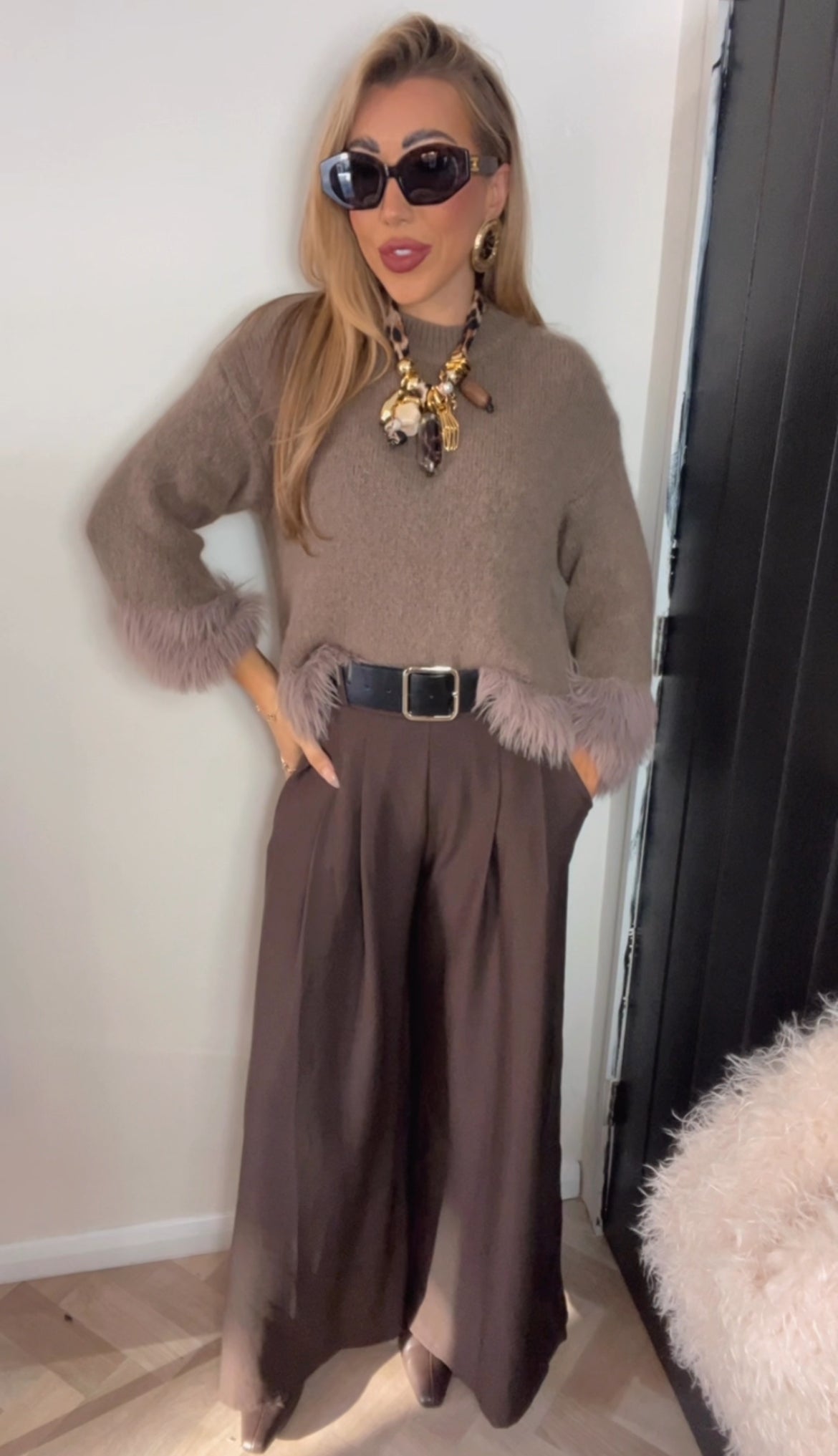 Luxury Fluffy trim jumper (Size 10-22)