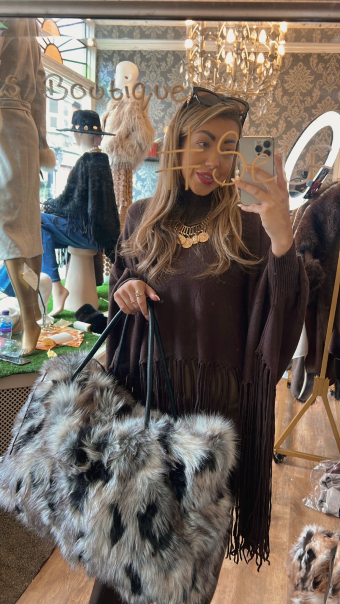Large fur fluffy bag