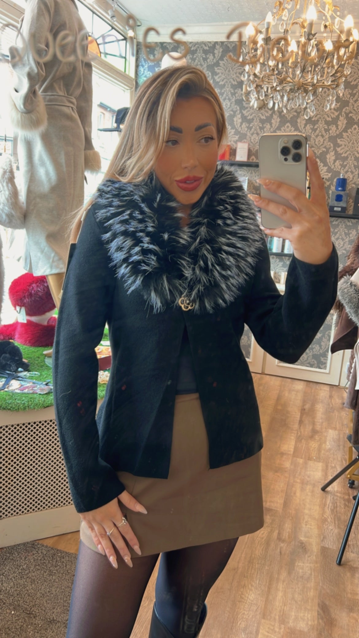 Chanel short fur cardigan (Size 8-18)