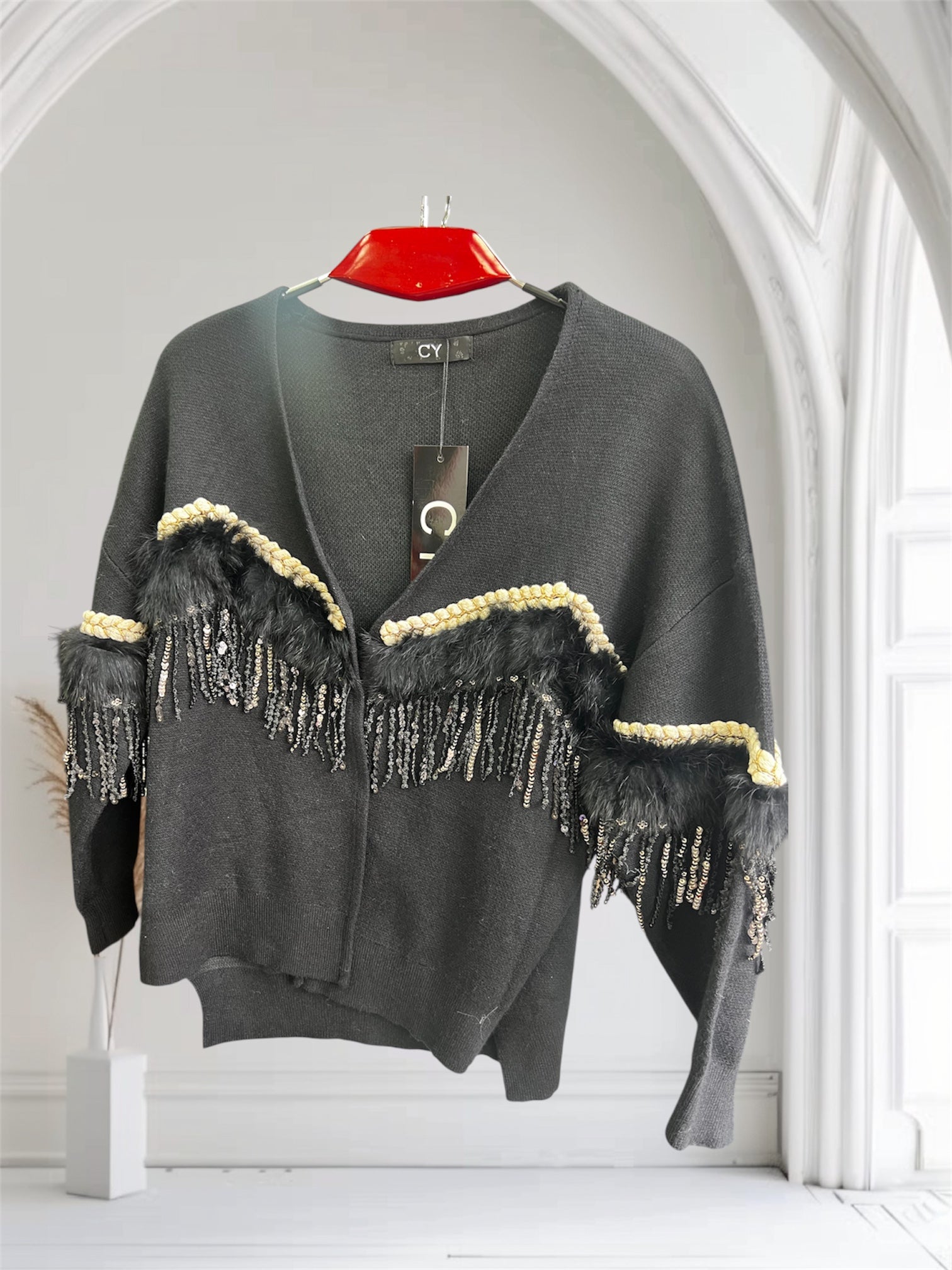 Irene fur sparkle cardigan (size 8-14)