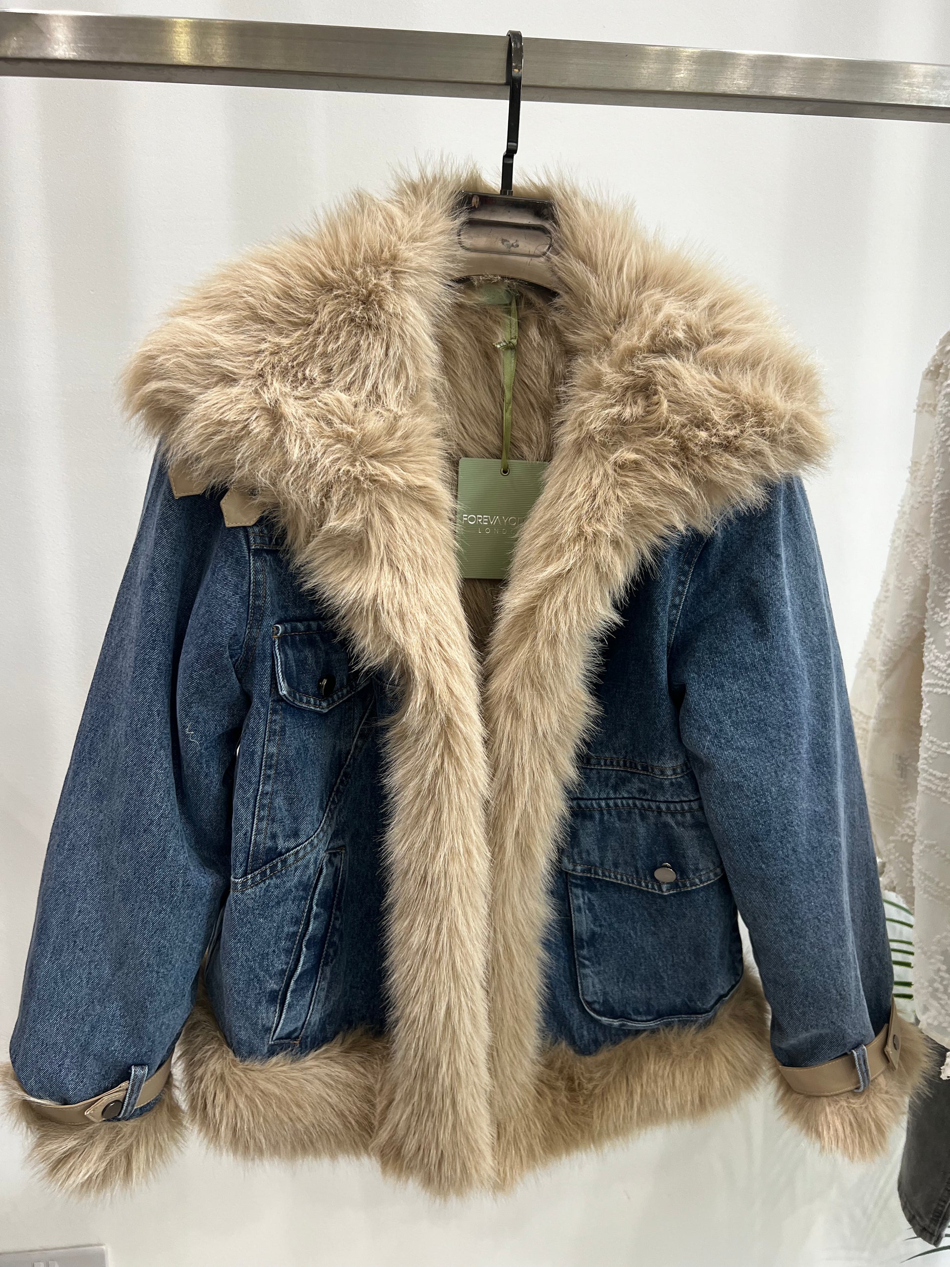 Demi Reversible fur denim jacket