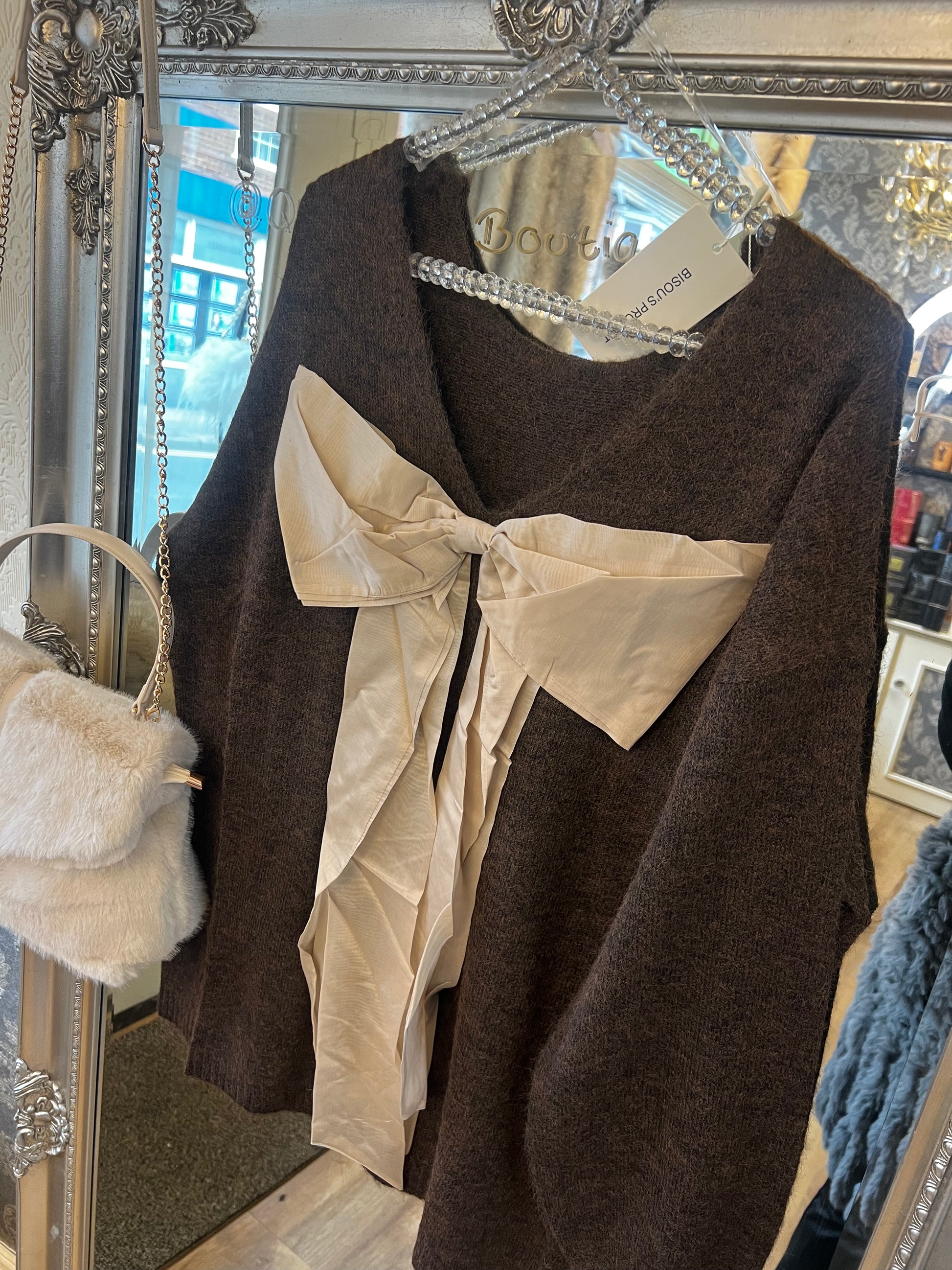 Bow back brown jumper (size 10-20)