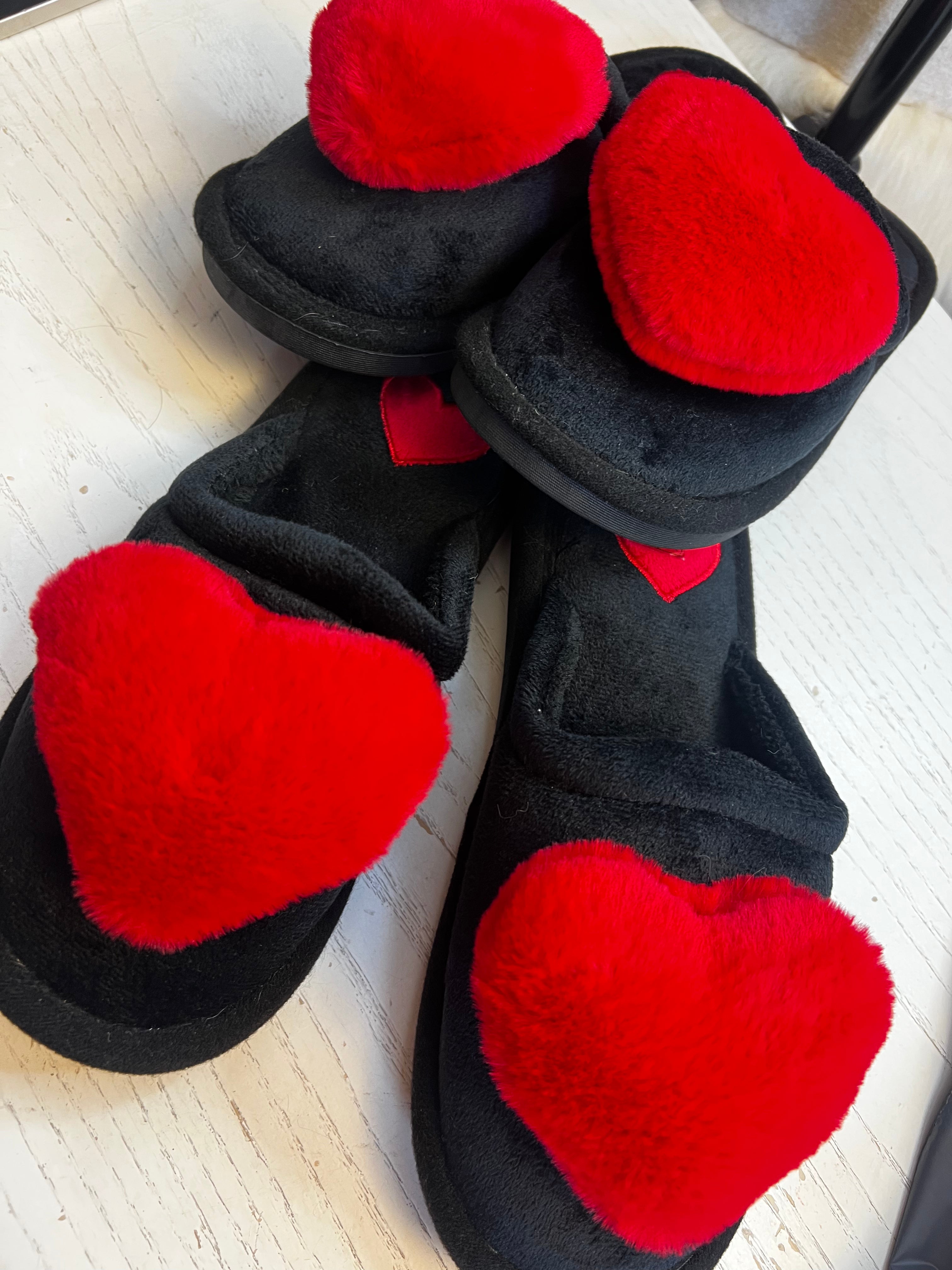 Heart slippers size (one size 7-8)
