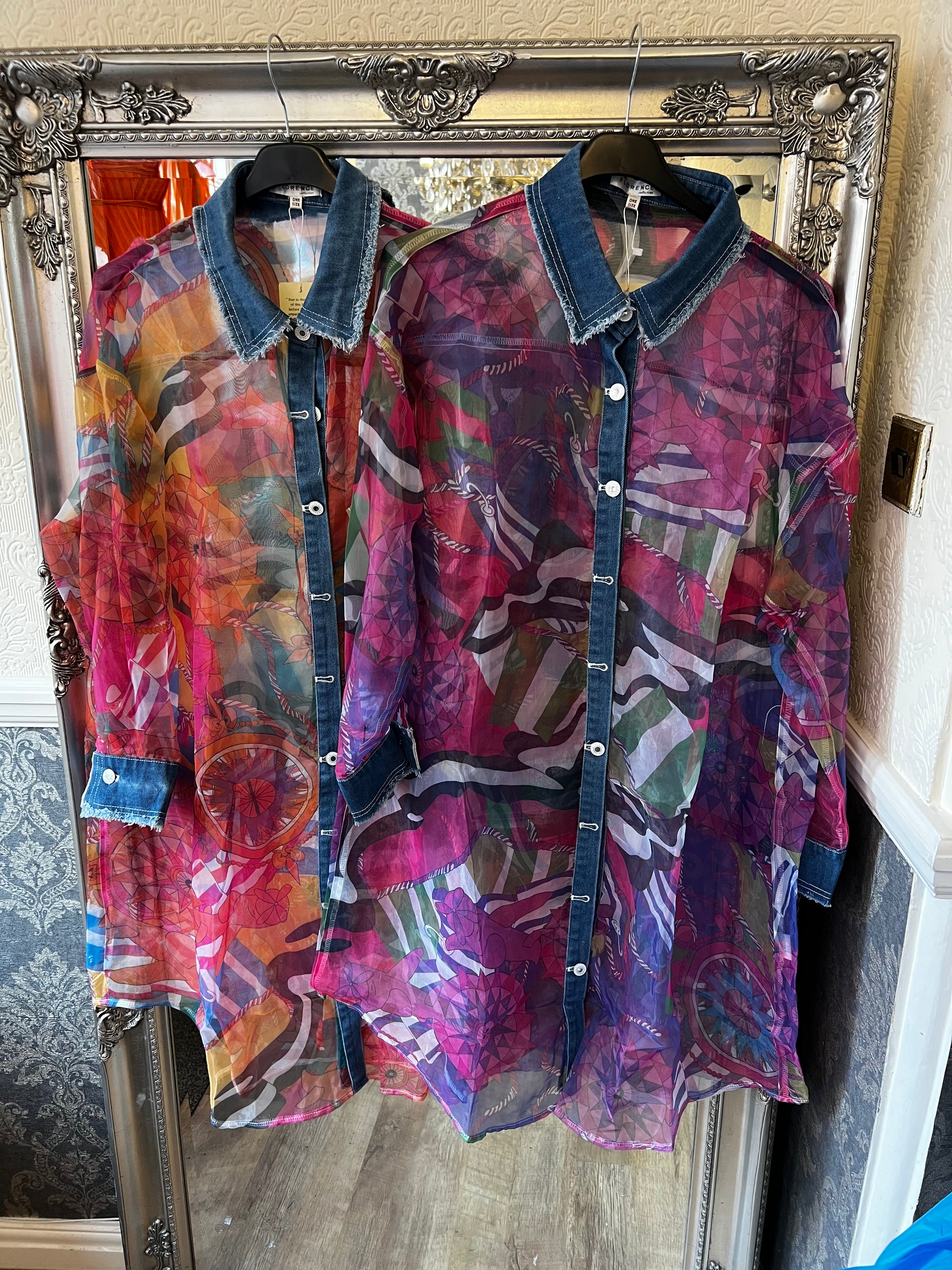 Mesh denim shirt (Size 10-22)