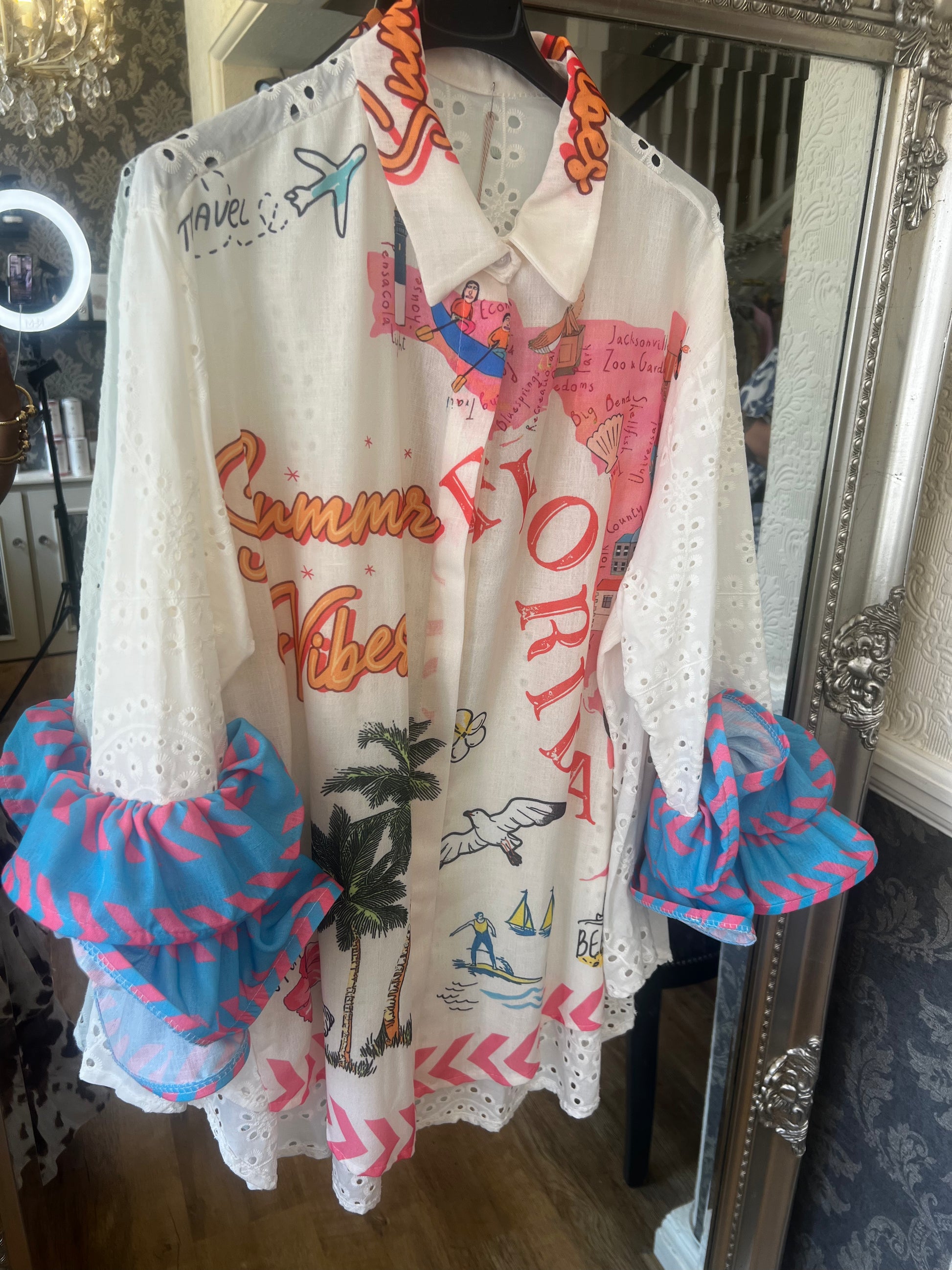 Summer frill sleeve shirts (size 10-24)