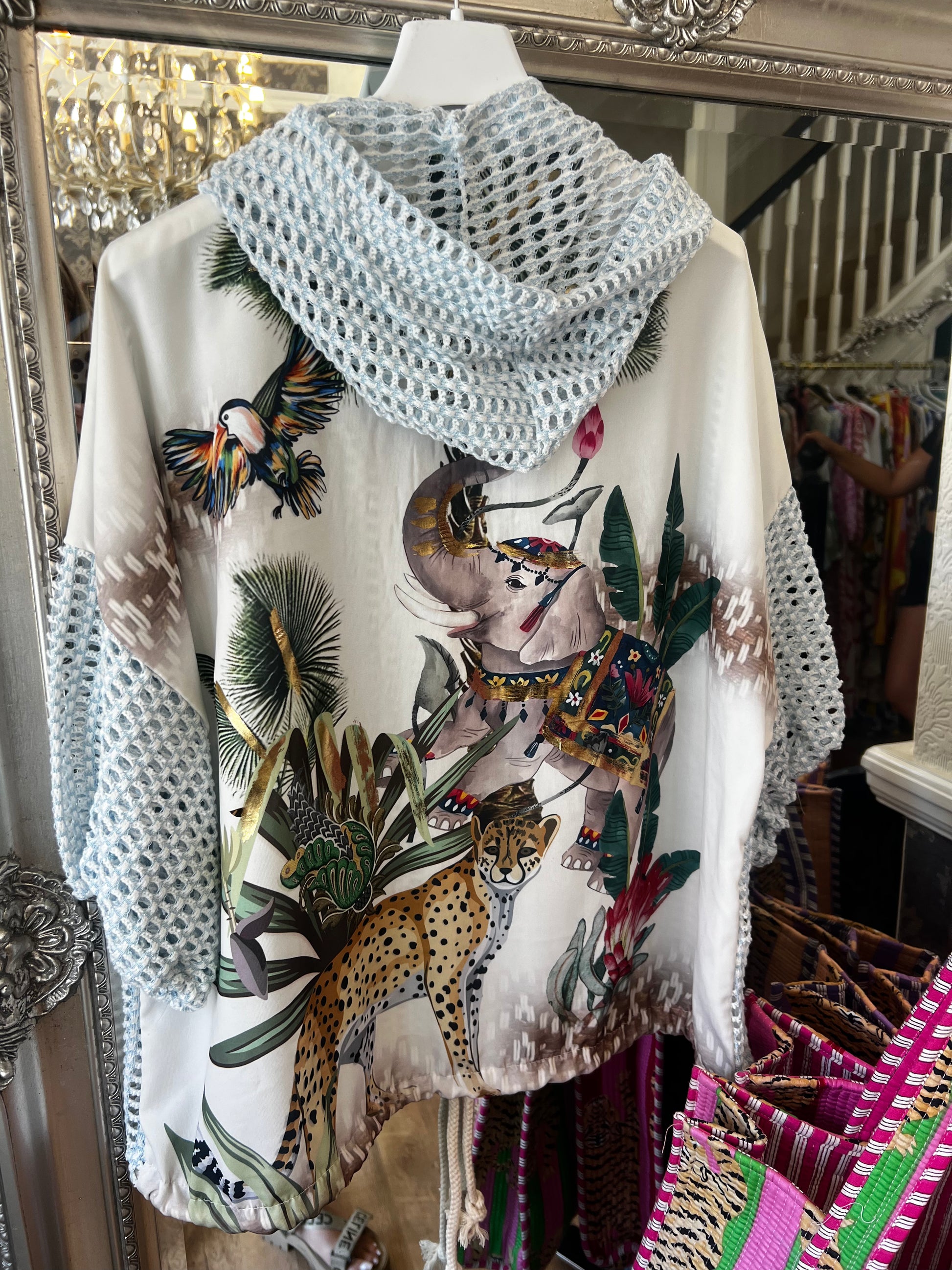 Crochet bomber jacket (size 10-18)