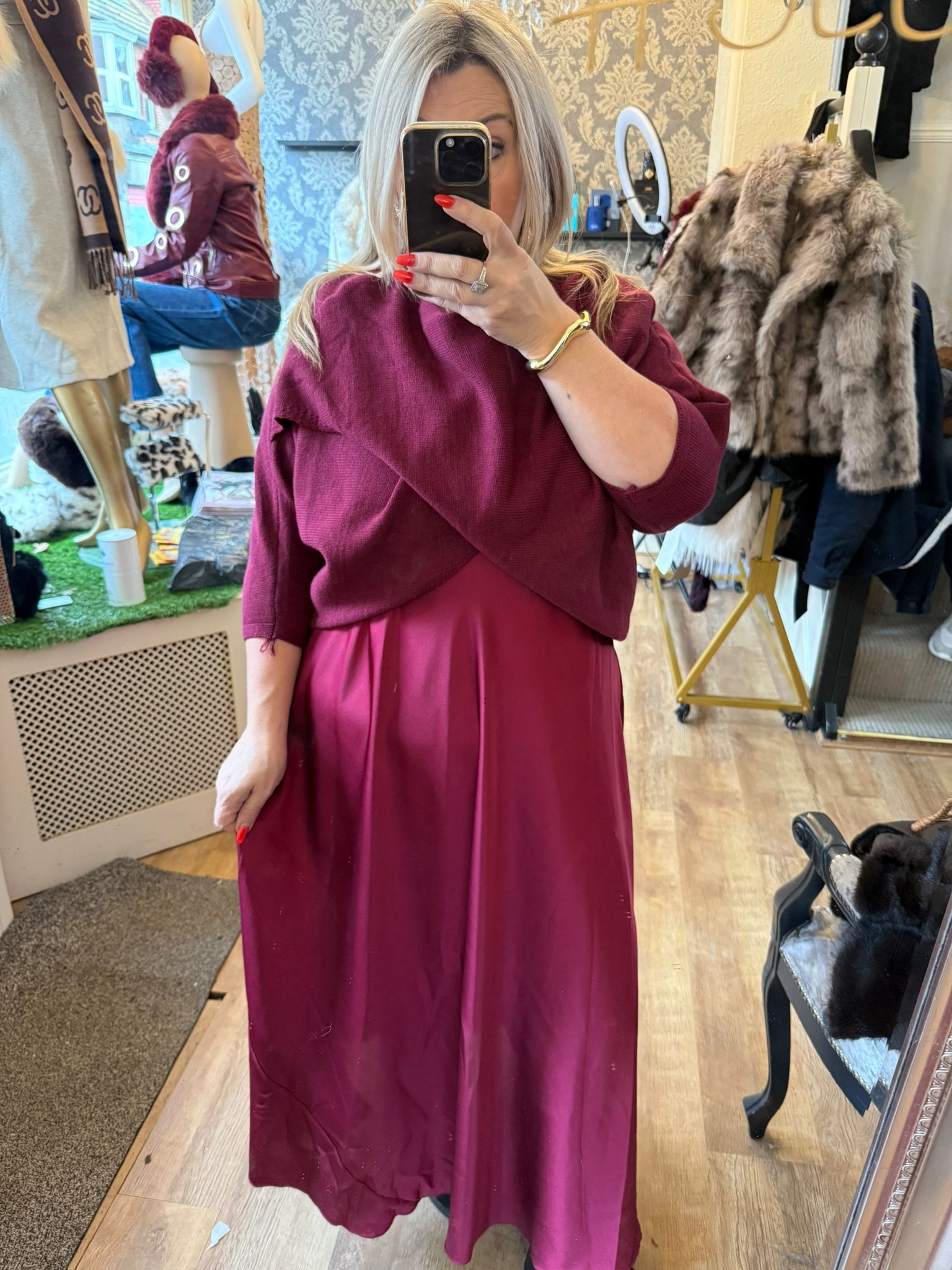 Matilda two piece cross over jumper and satin dress