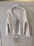 Leopard print bow jumper