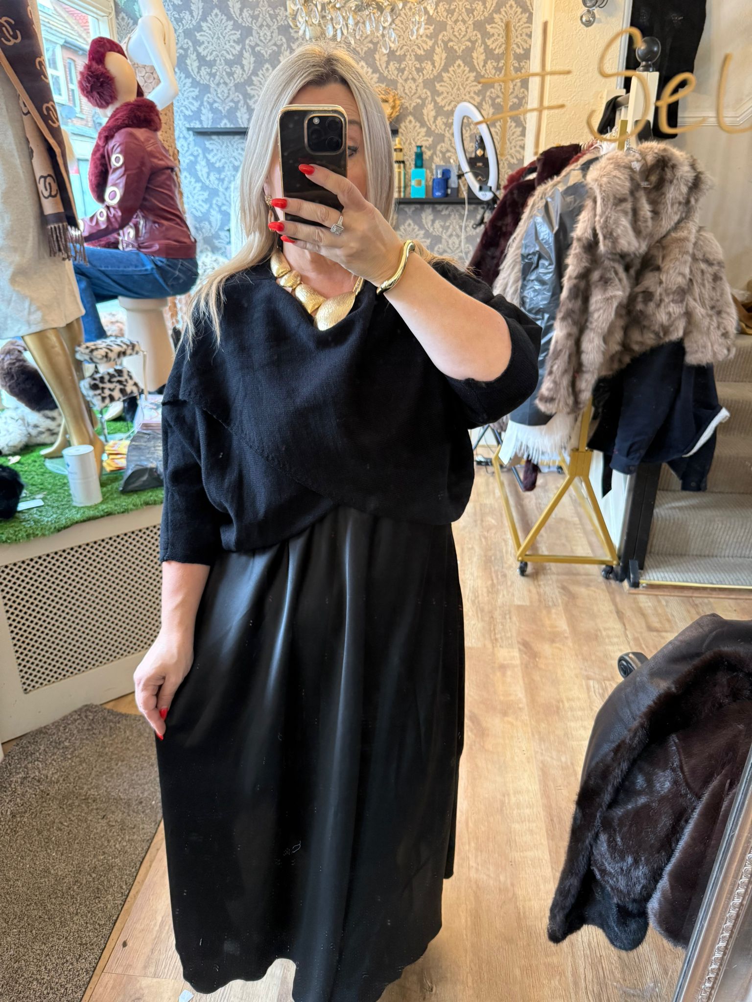 Matilda two piece cross over jumper and satin dress