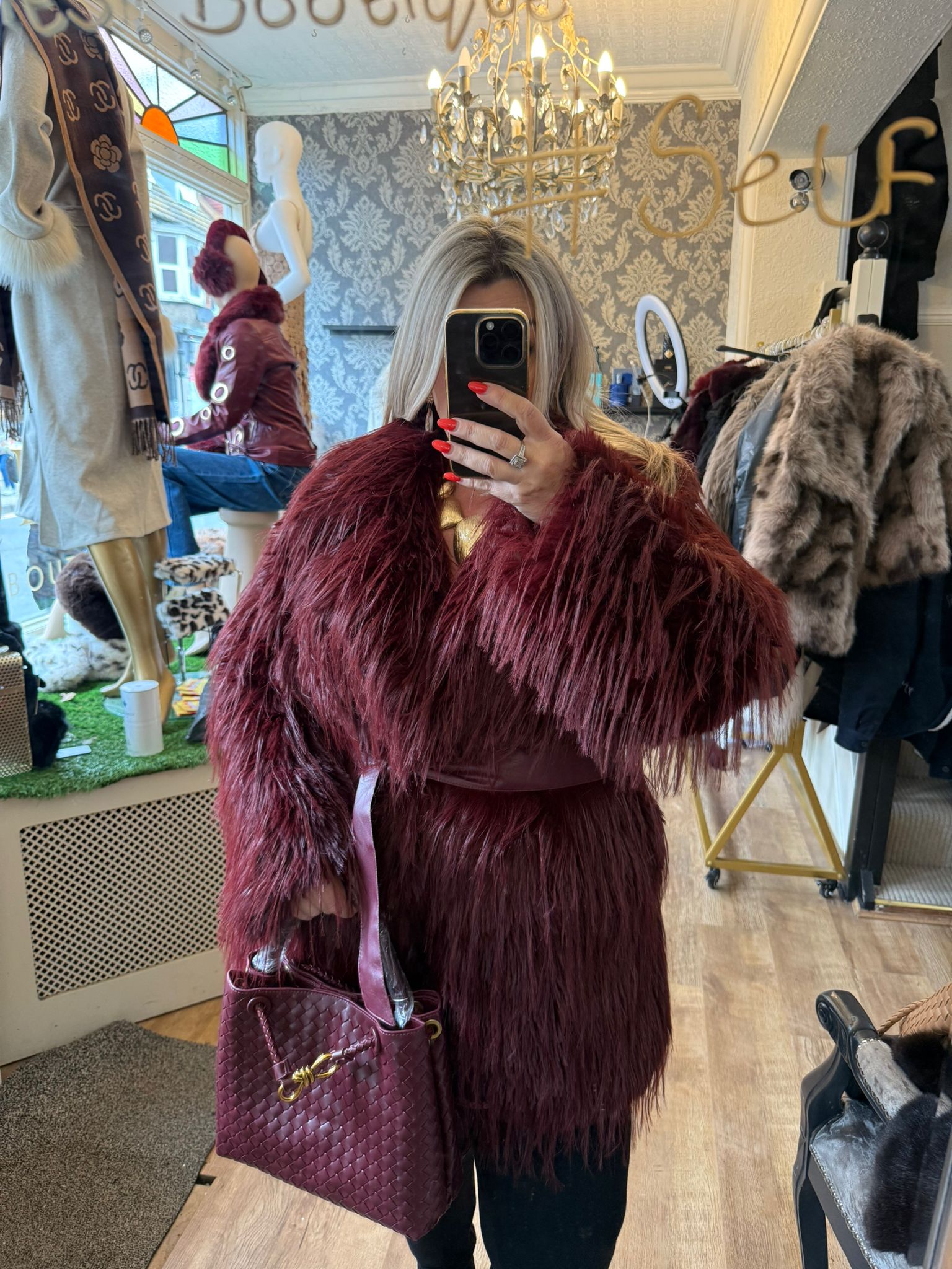 Eliza faux fur coat with quilted lining