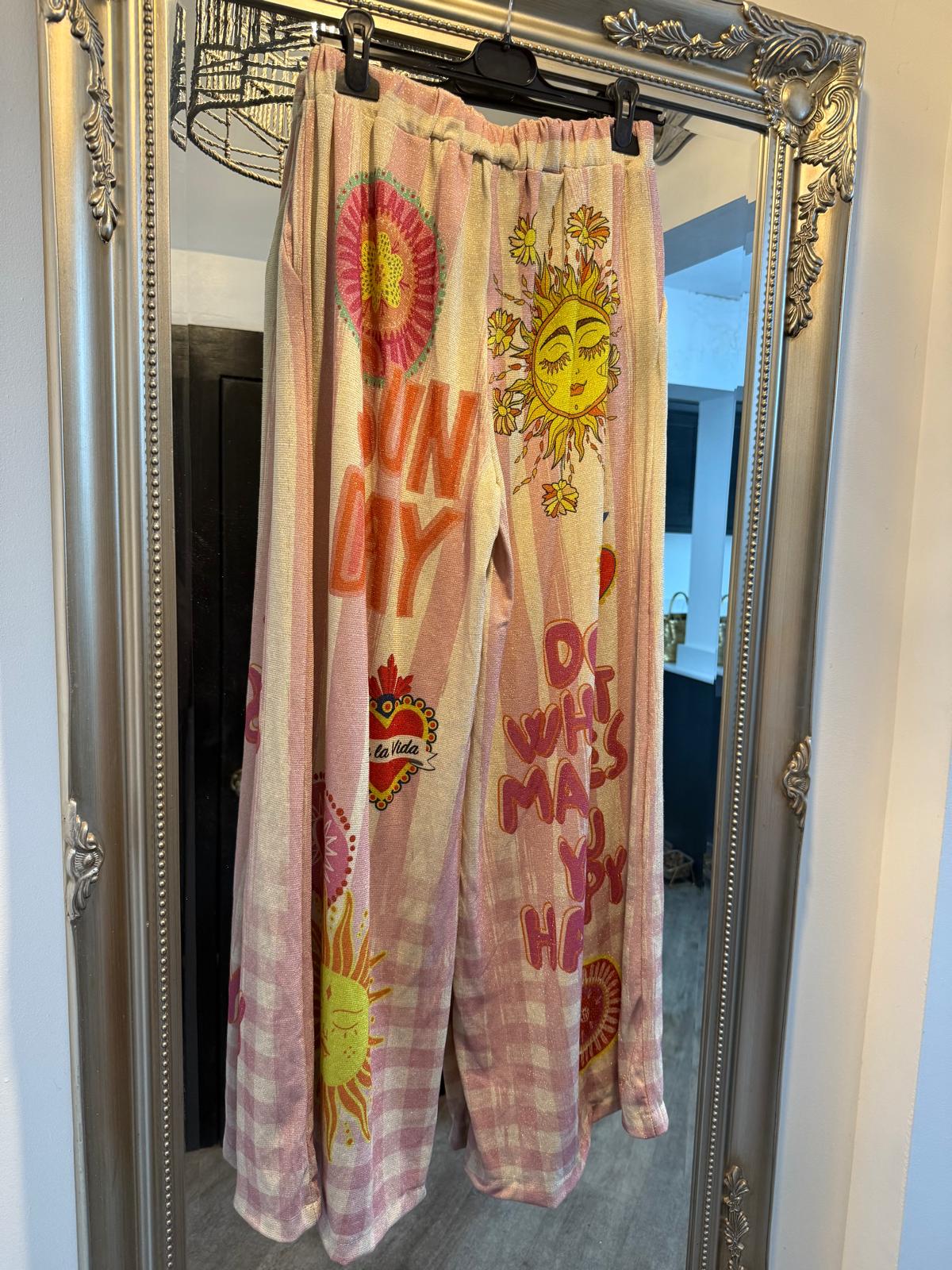 Gold thread summer trousers