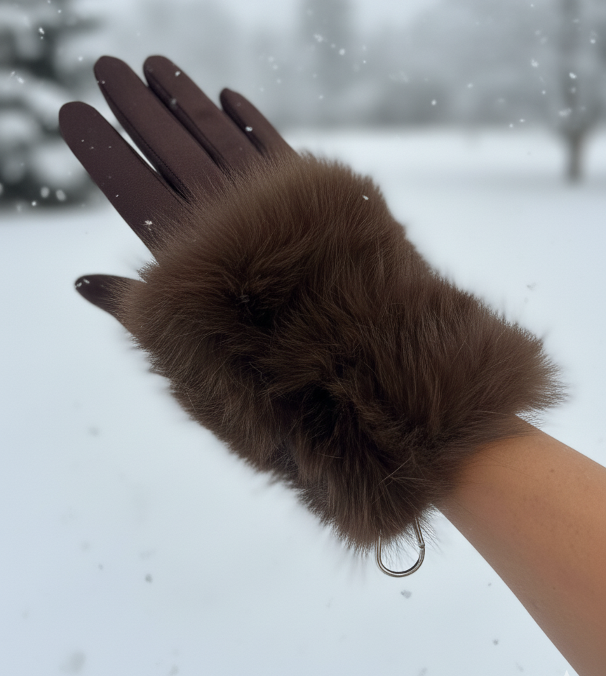Lux fur cuff gloves