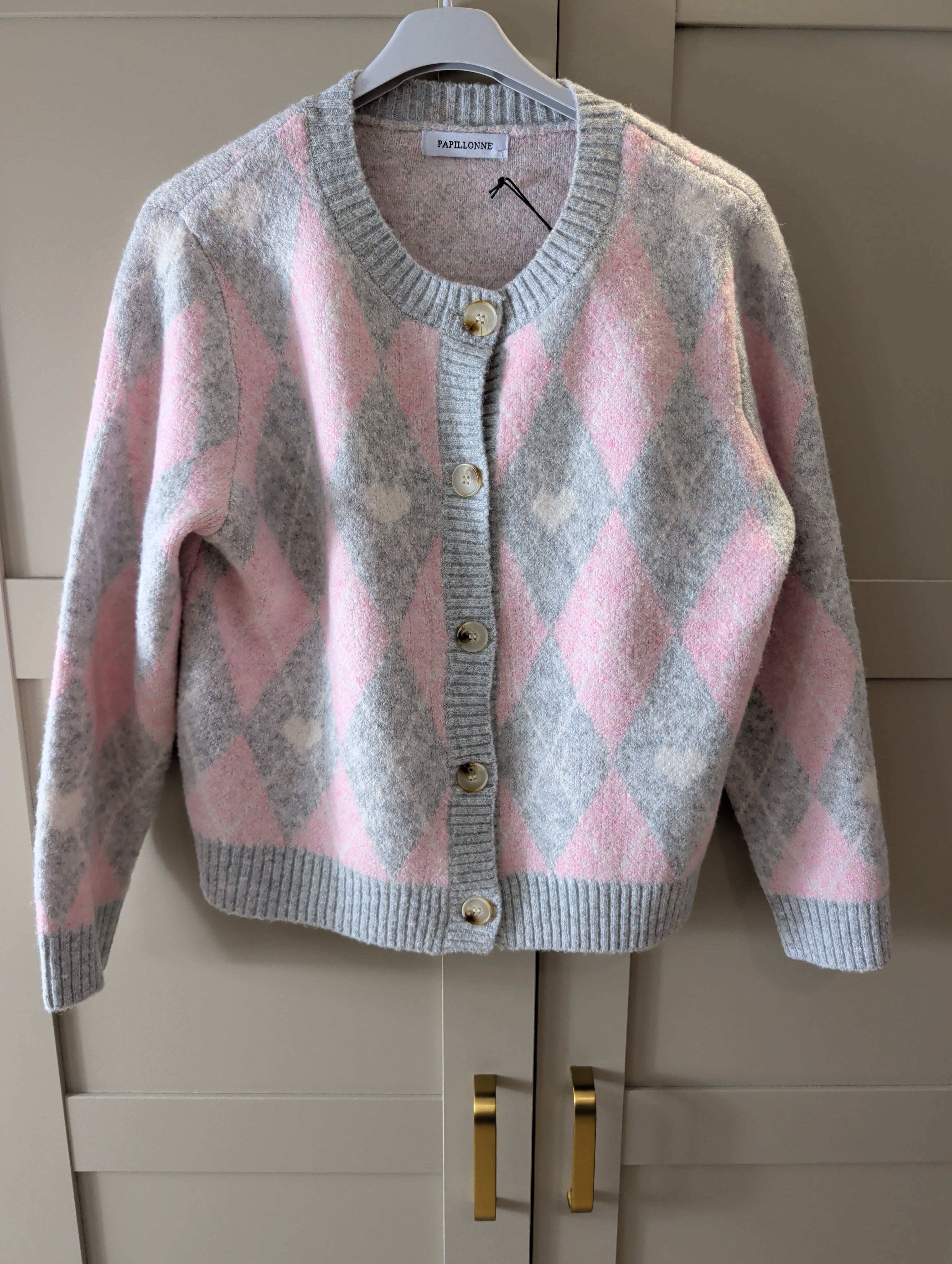 Argyle cardigan with hearts
