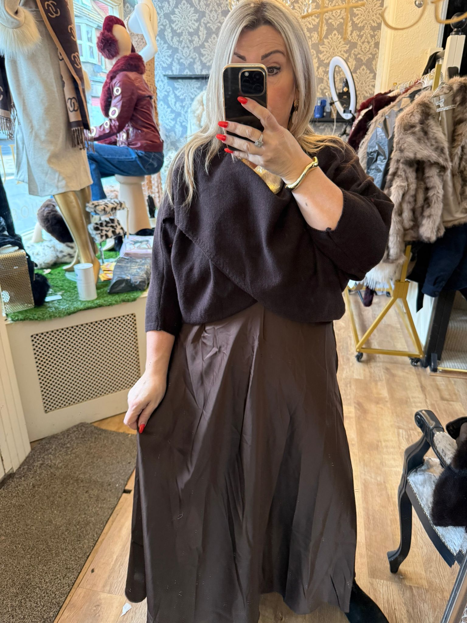 Matilda two piece cross over jumper and satin dress